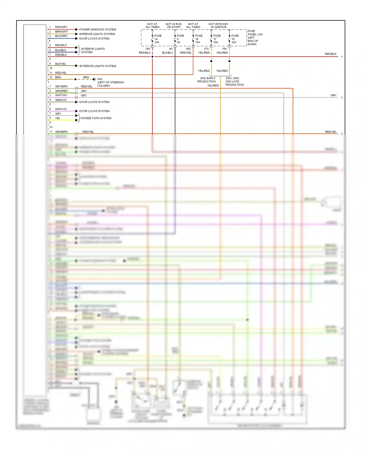 Wiring diagram driver's door lock assembly for Audi TT 8N facelift (2003-2006) (2 of 5)