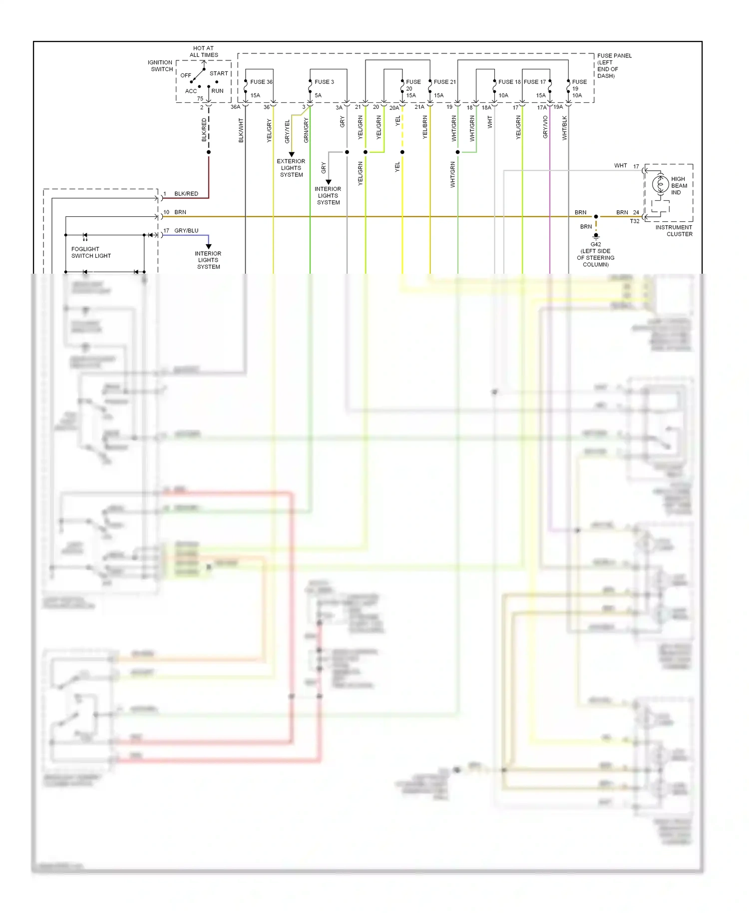 Audi TT 8N facelift (2003-2006) front wiring diagram  (1 of 3)