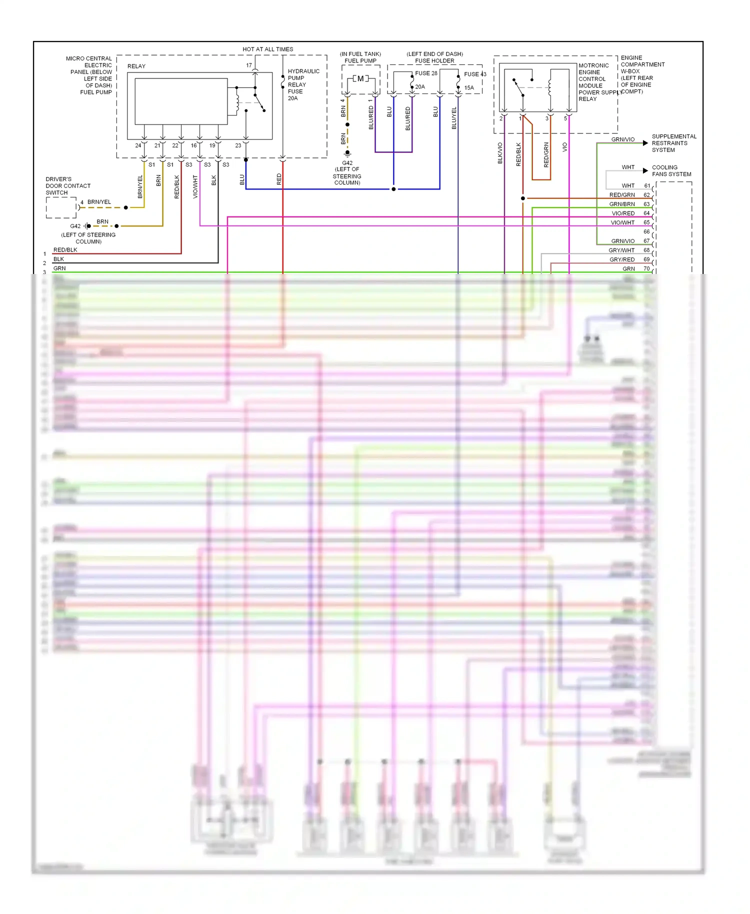 Audi TT 8N facelift (2003-2006) motronic engine control module (between firewall, windshield base) wiring diagram  (2 of 2)