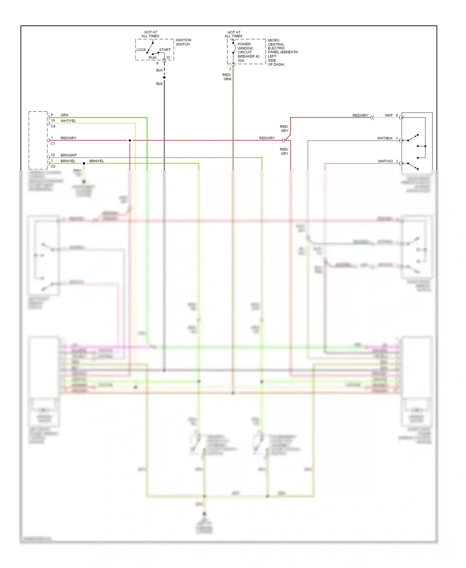 Wiring diagram power window circuit for Audi TT 8N facelift (2003-2006) (1 of 1)