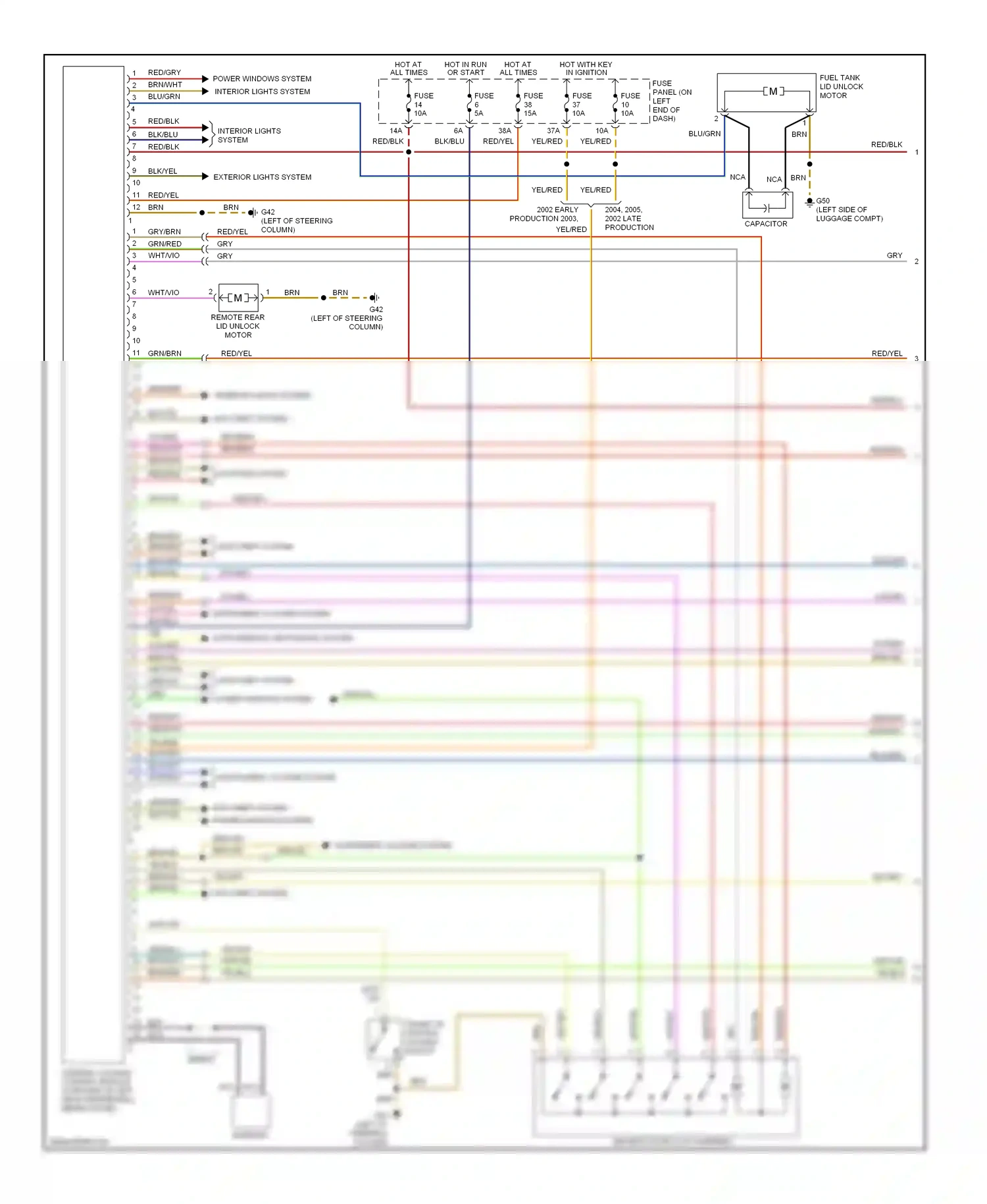 Wiring diagram trunk lid central locking switch for Audi TT 8N facelift (2003-2006) (2 of 3)