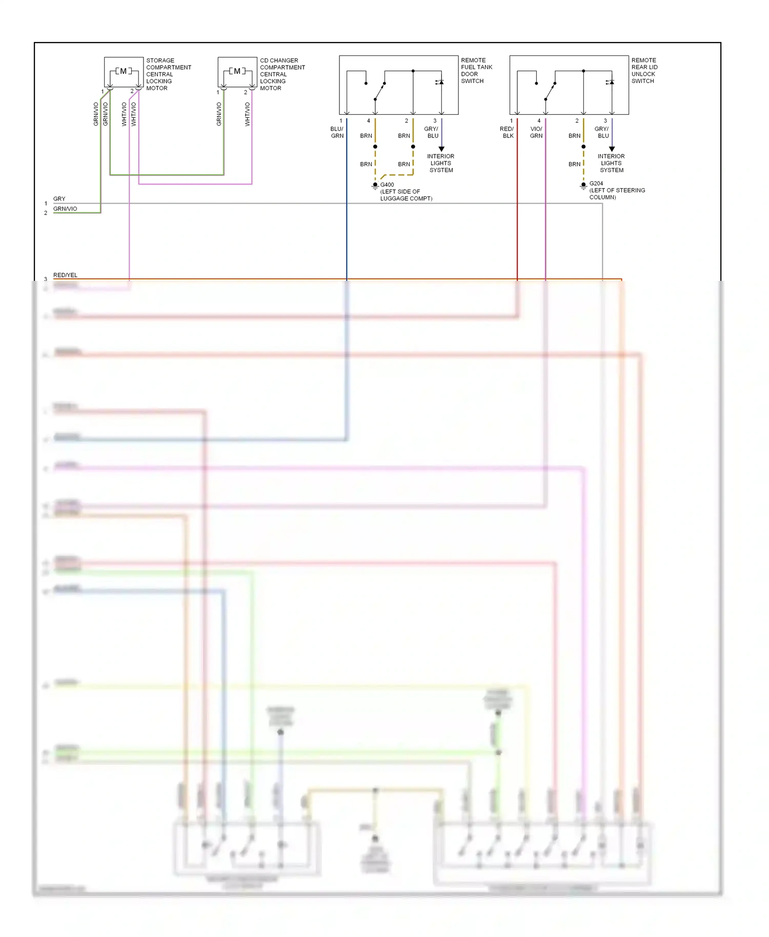 Wiring diagram driver's side interior lock switch for Audi TT 8N (1998-2003) (5 of 5)