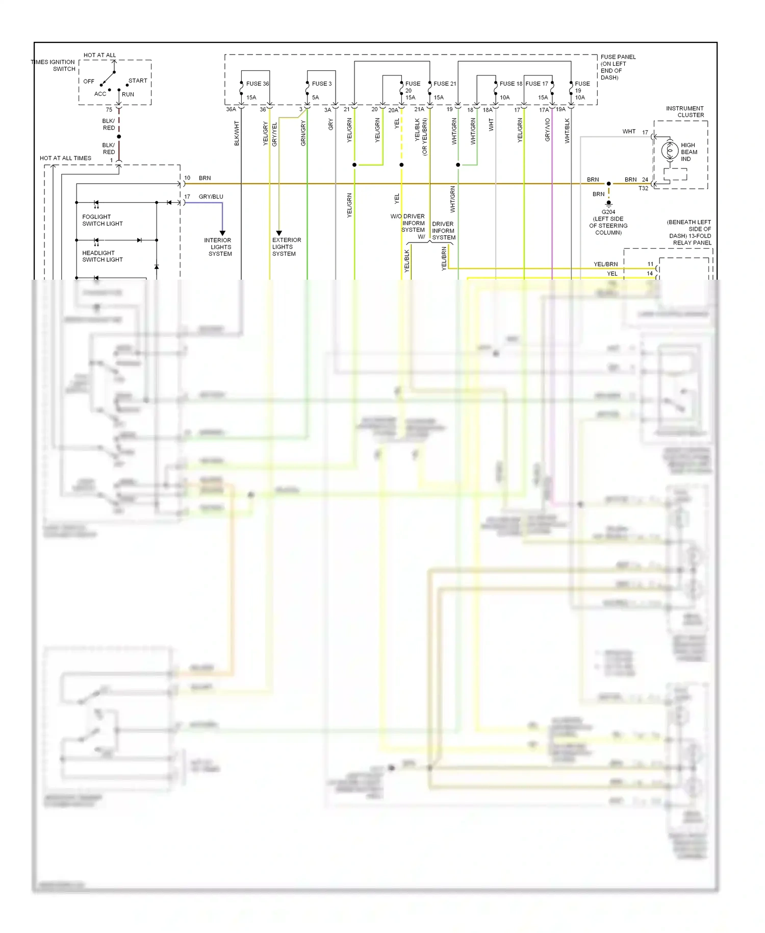 Audi TT 8N (1998-2003) front wiring diagram  (2 of 3)