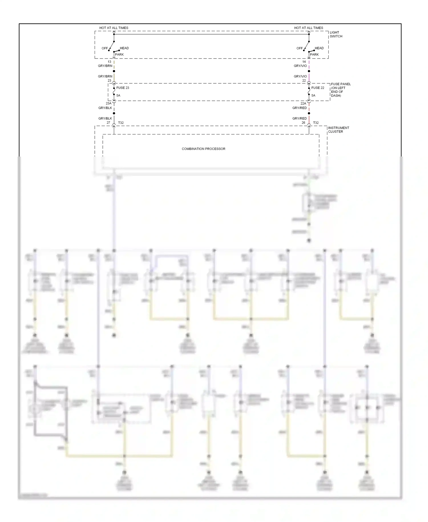 Wiring diagram function selector switch for Audi TT 8N (1998-2003) (2 of 3)