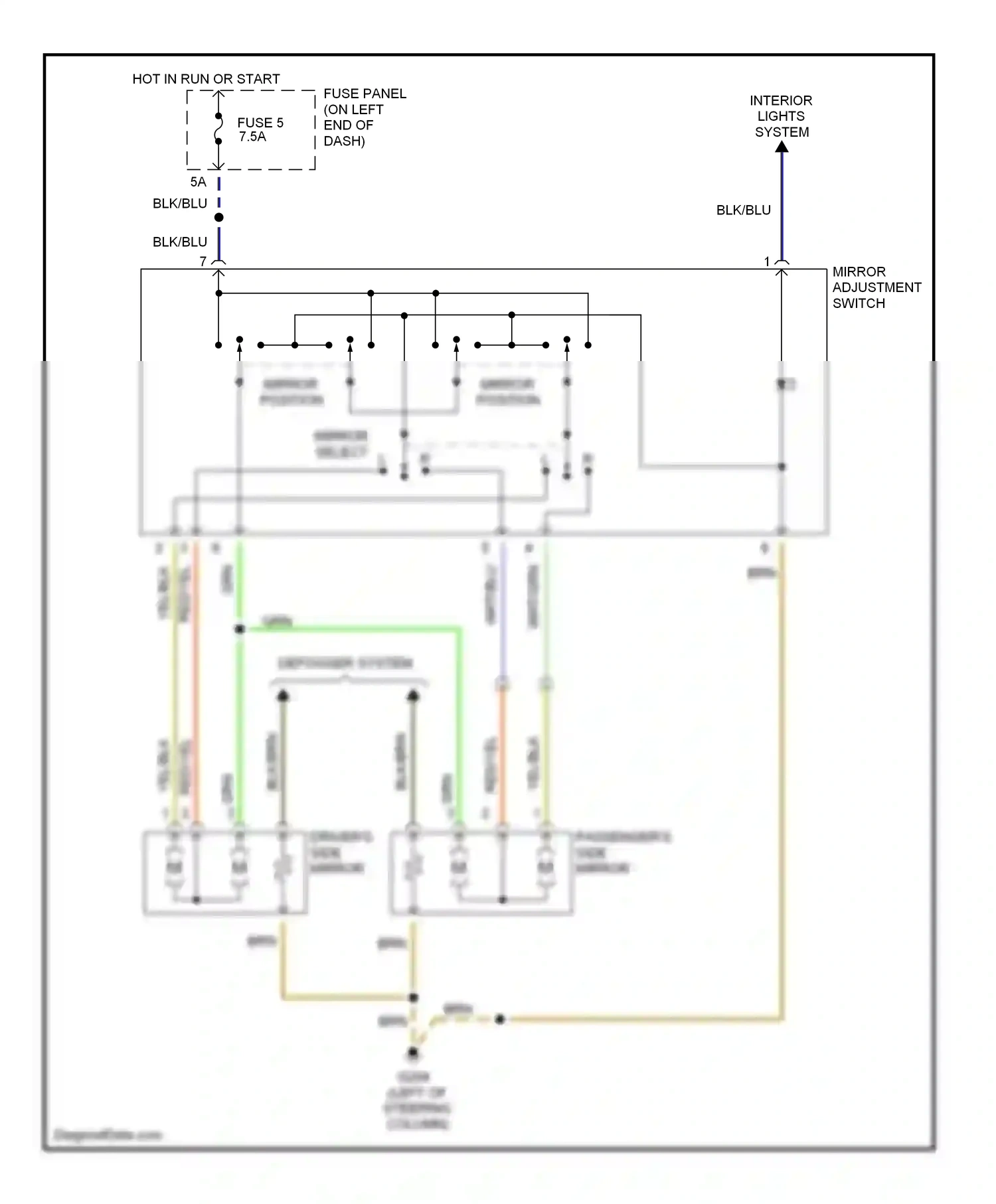 Wiring diagram mirror adjustment switch for Audi TT 8N (1998-2003) (2 of 2)