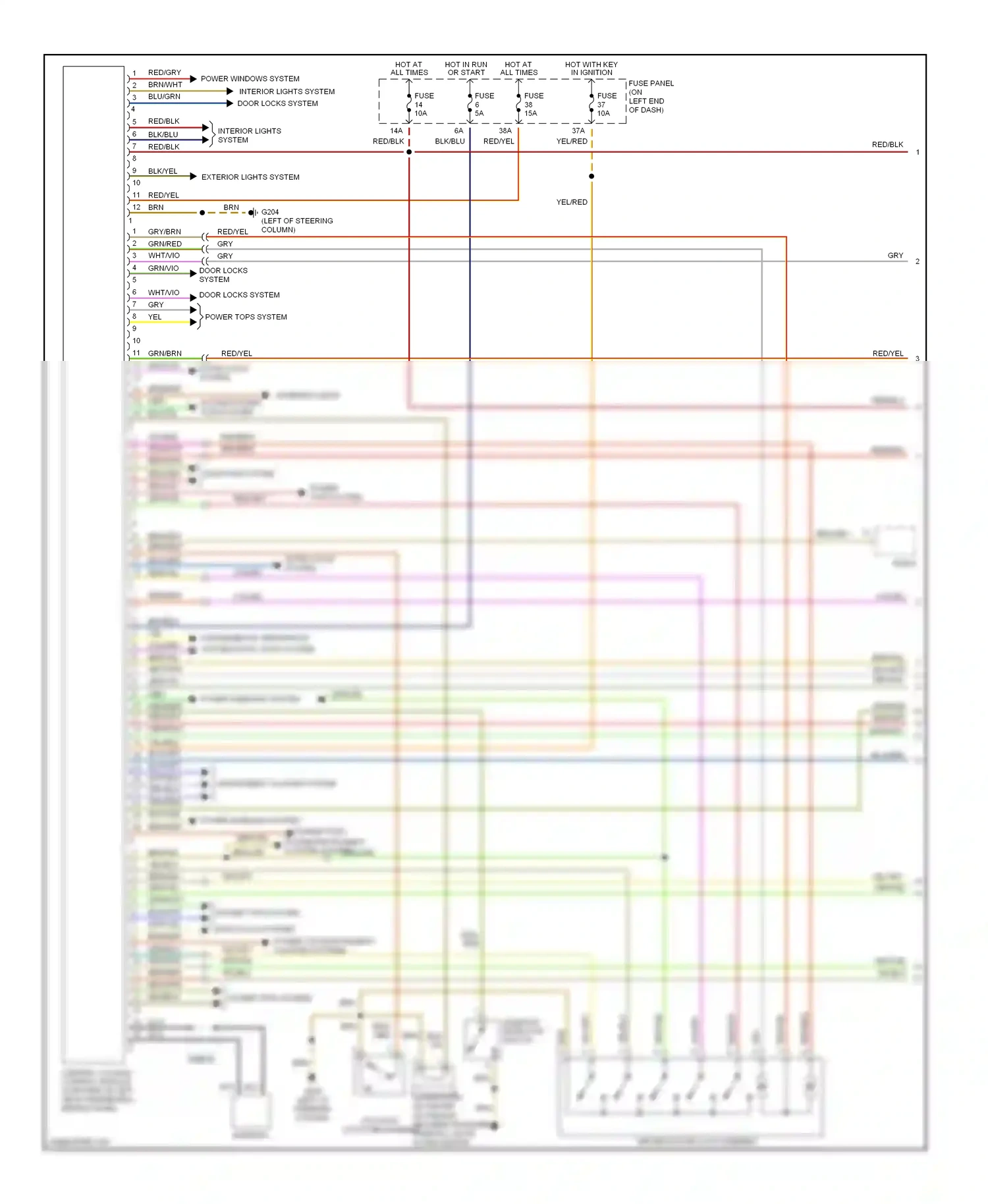 Wiring diagram starting system power tops system for Audi TT 8N (1998-2003) (1 of 1)