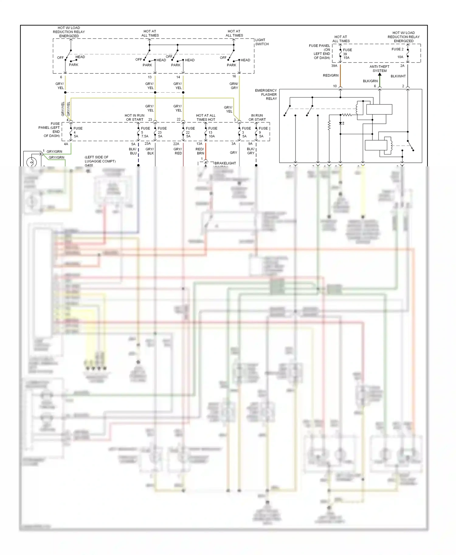 Audi TT 8N (1998-2003) tail wiring diagram  (1 of 2)
