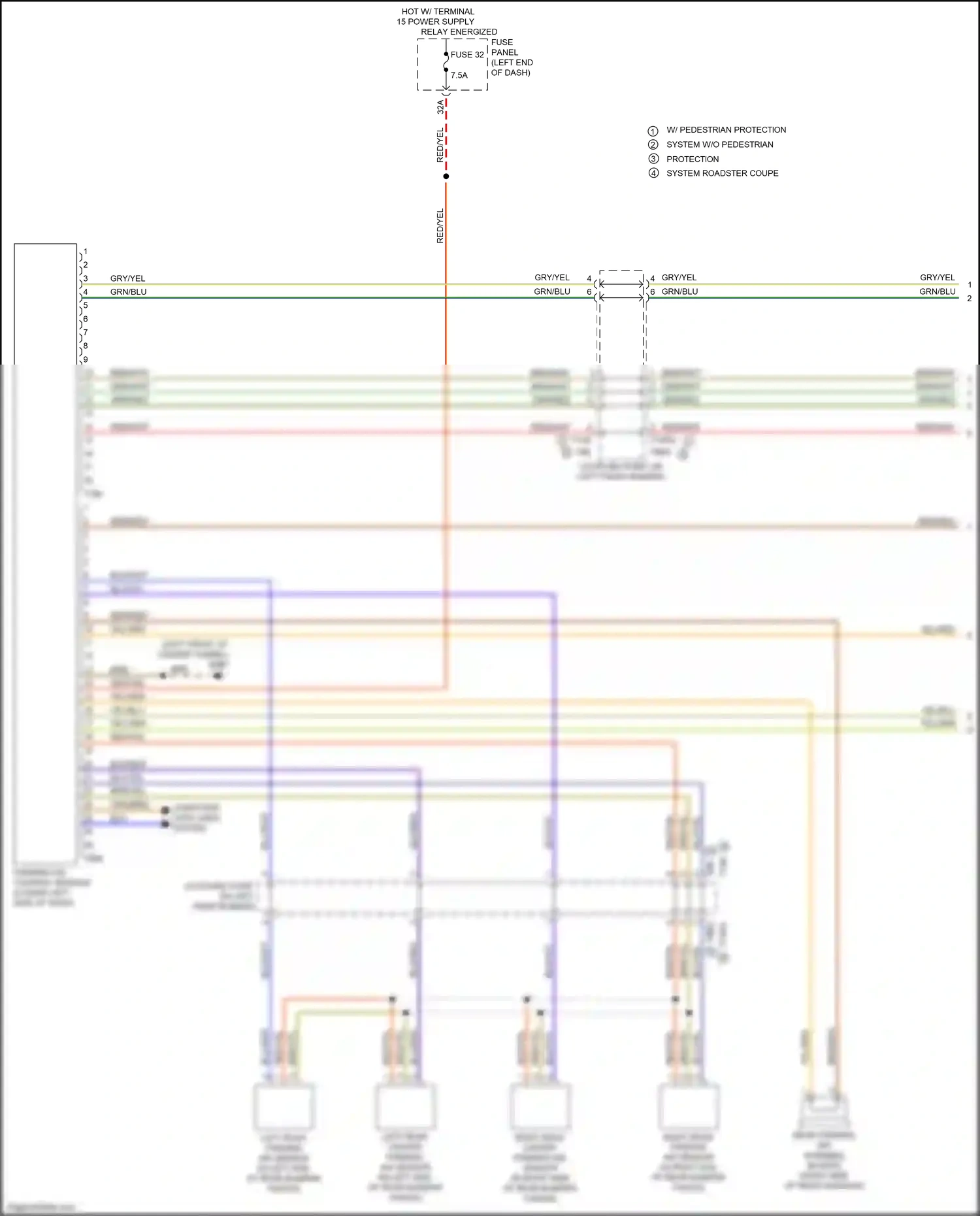 Wiring diagram left rear parking aid sensor for Audi TT 8S facelift (2018-2024) (1 of 2)
