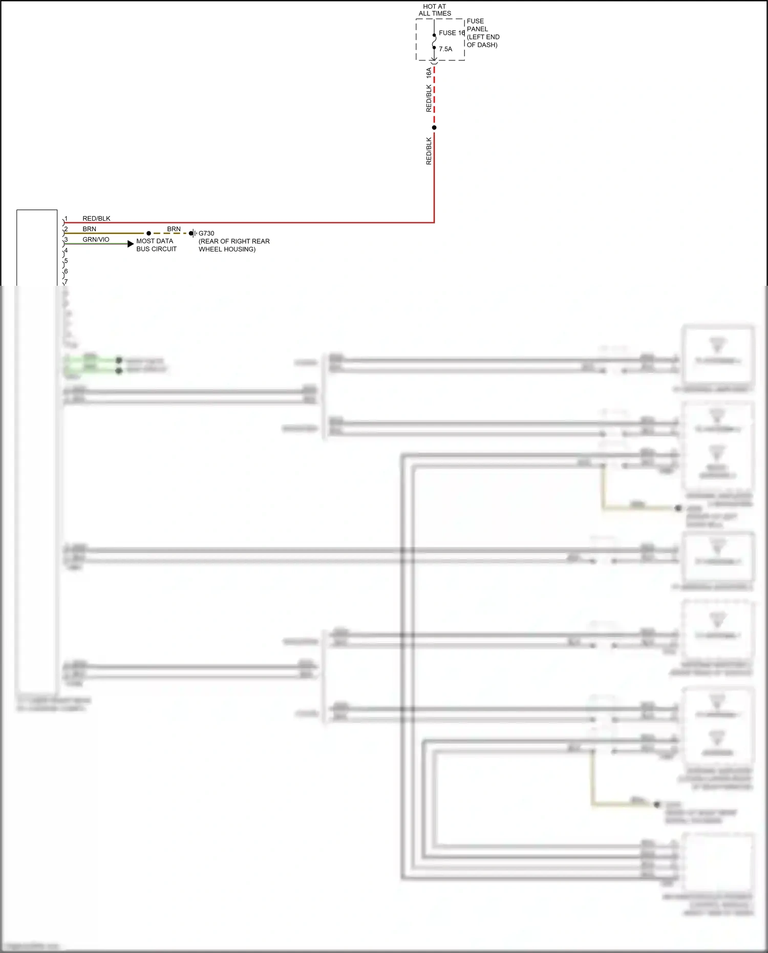 Wiring diagram most data bus circuit for Audi TT 8S facelift (2018-2024) (9 of 9)