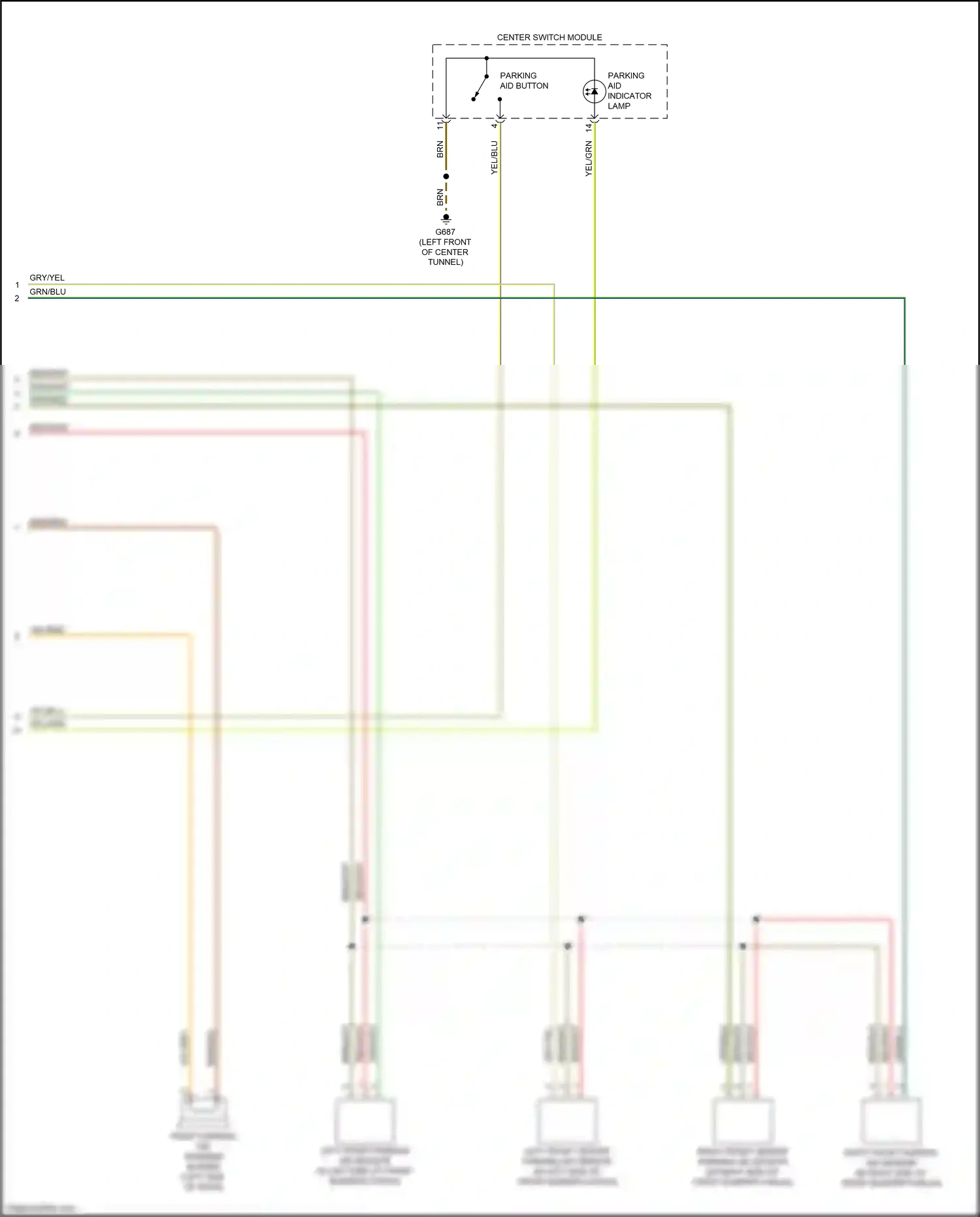 Wiring diagram parking aid button for Audi TT 8S facelift (2018-2024) (1 of 2)