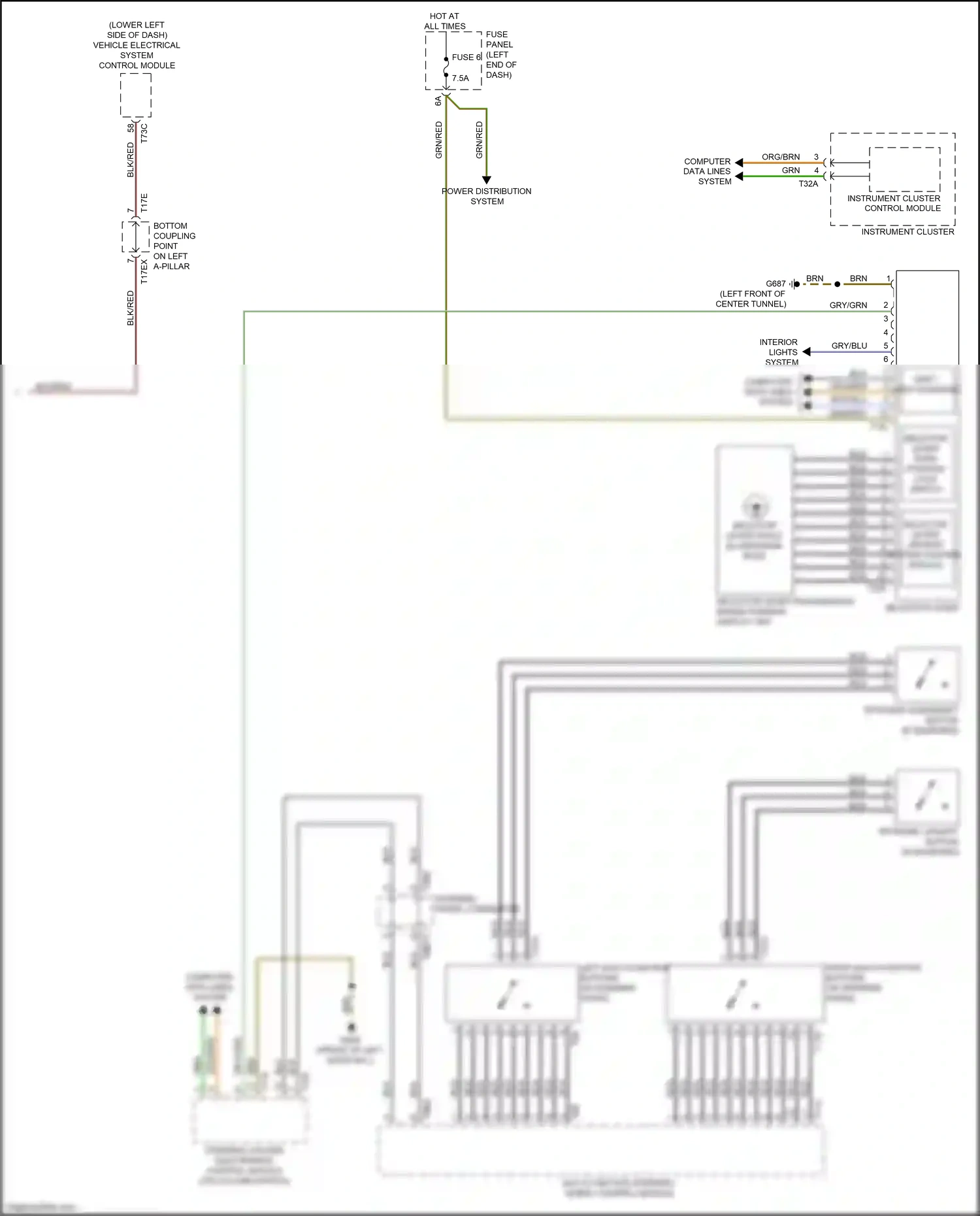 Wiring diagram tiptronic downshift button for Audi TT 8S facelift (2018-2024) (1 of 3)