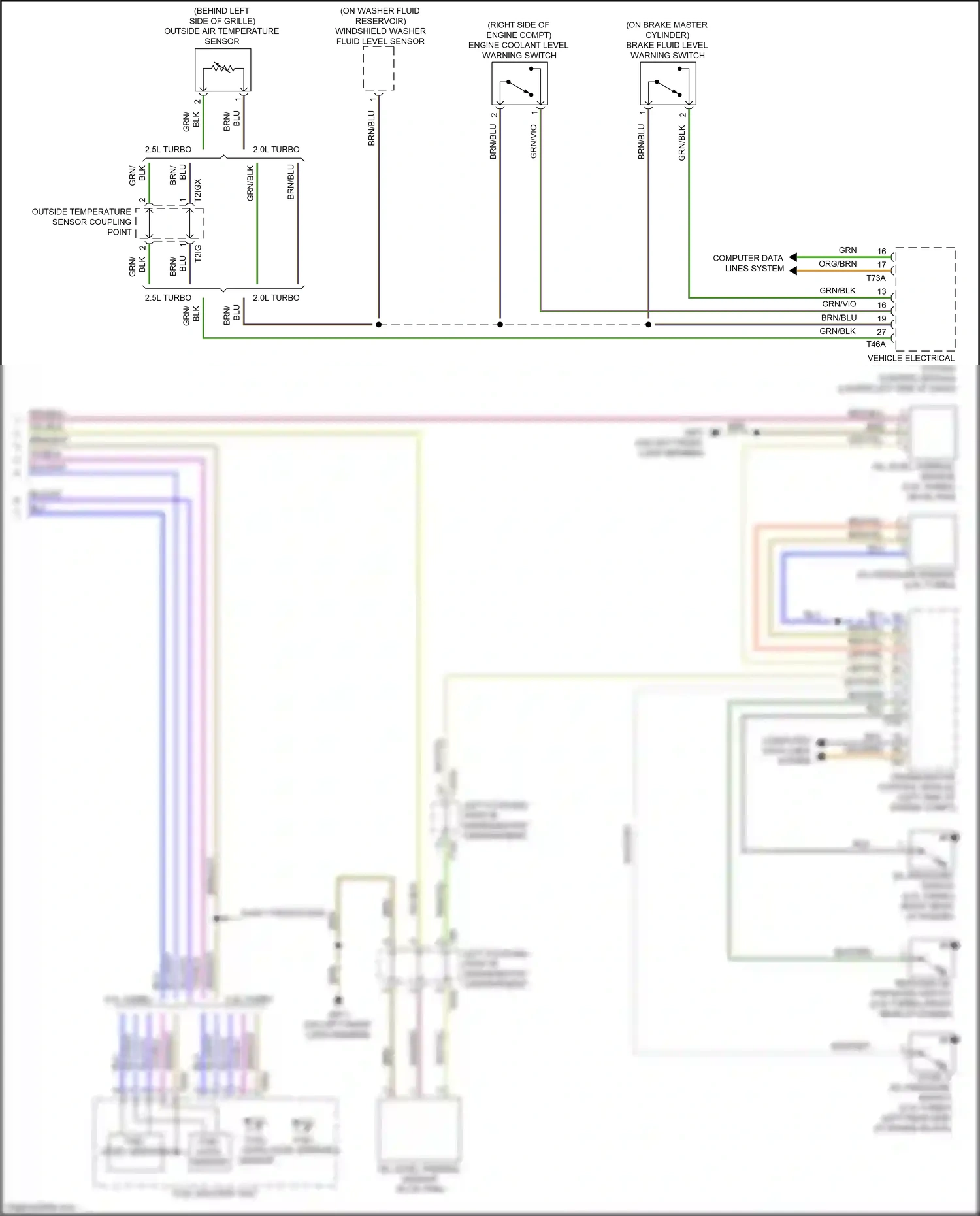 Wiring diagram windshield washer fluid level sensor for Audi TT 8S facelift (2018-2024) (1 of 2)