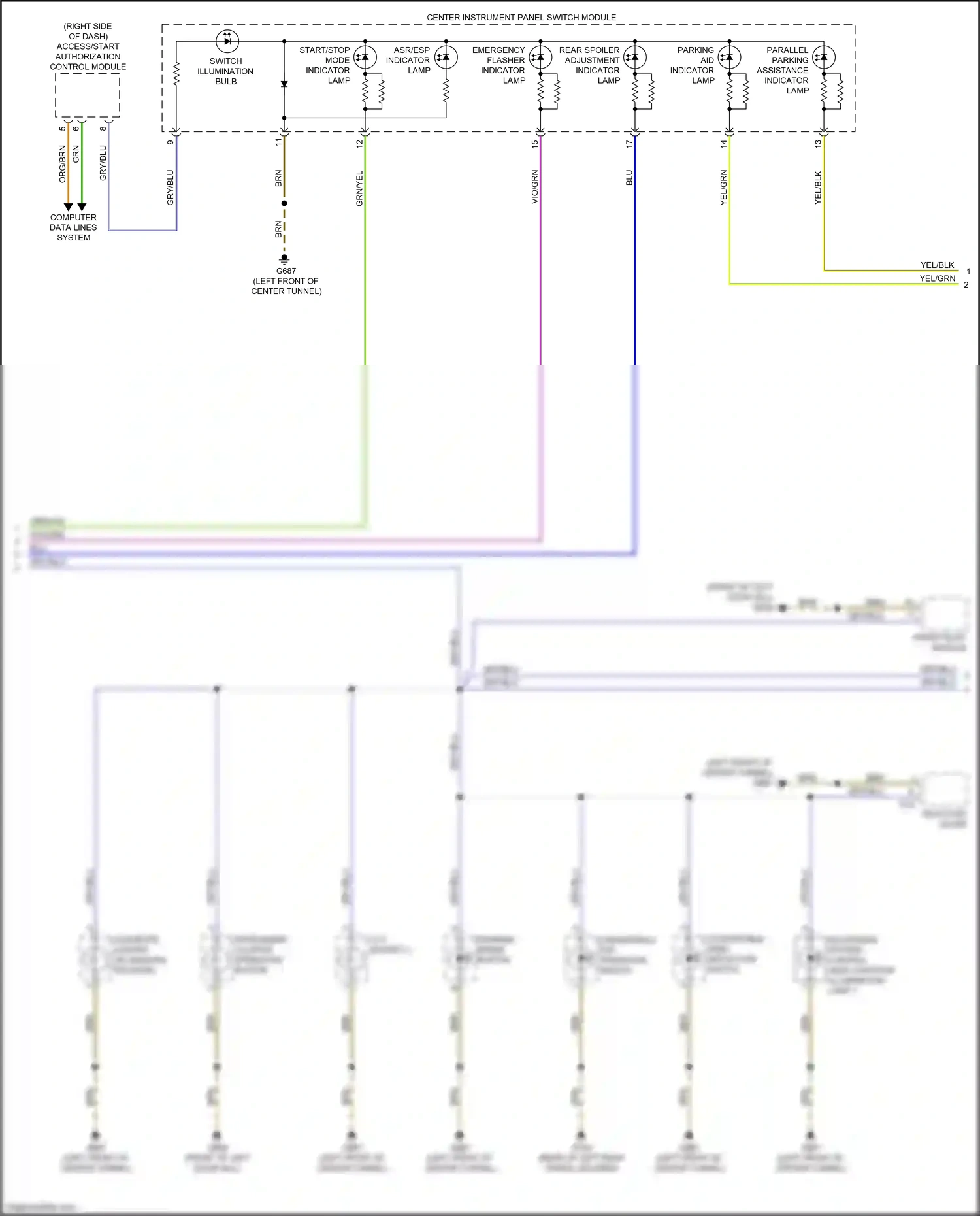 Wiring diagram asr/esp indicator lamp for Audi TTS 8S (2014-2018) (1 of 1)