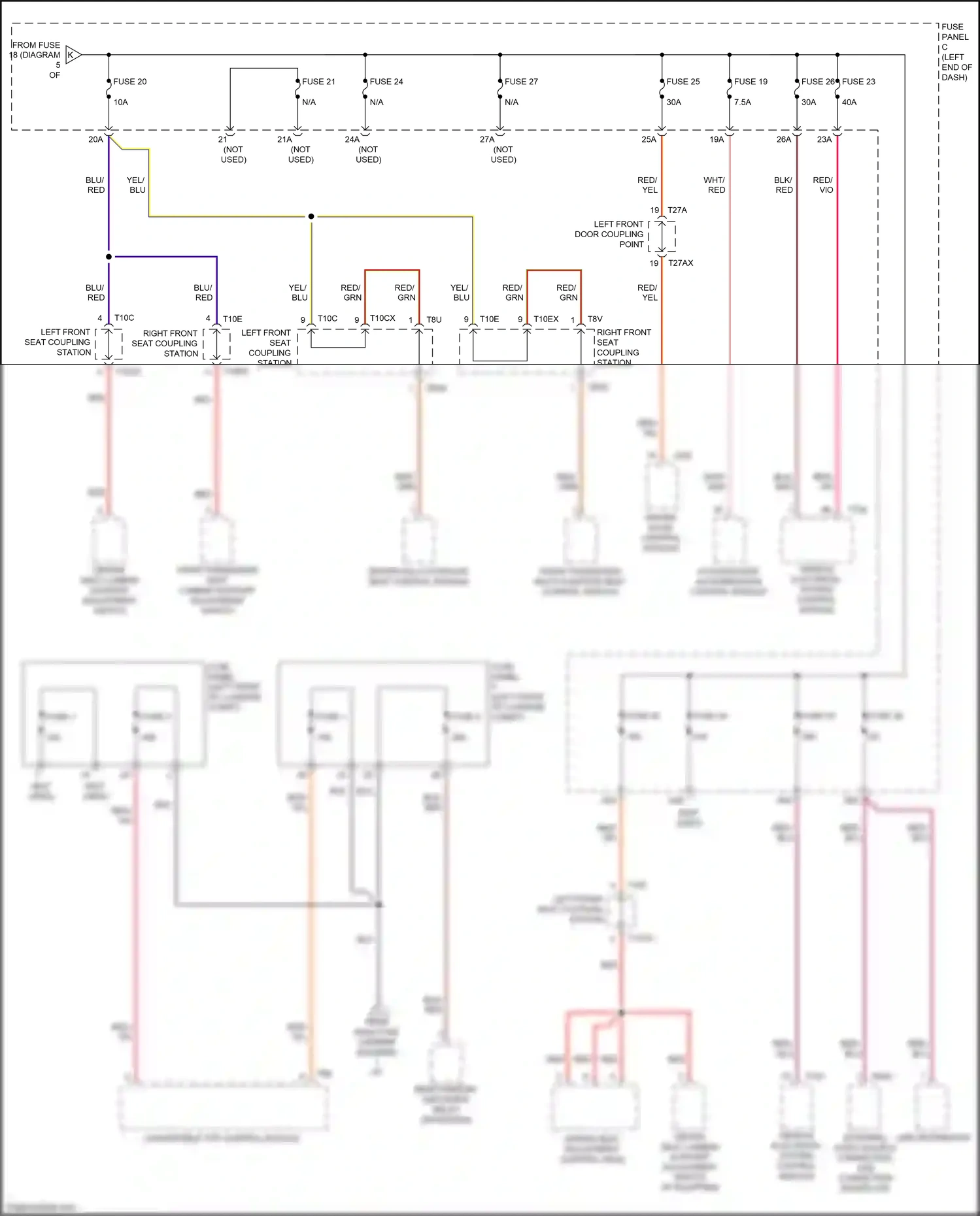 Wiring diagram fuse panel f for Audi TTS 8S (2014-2018) (1 of 2)