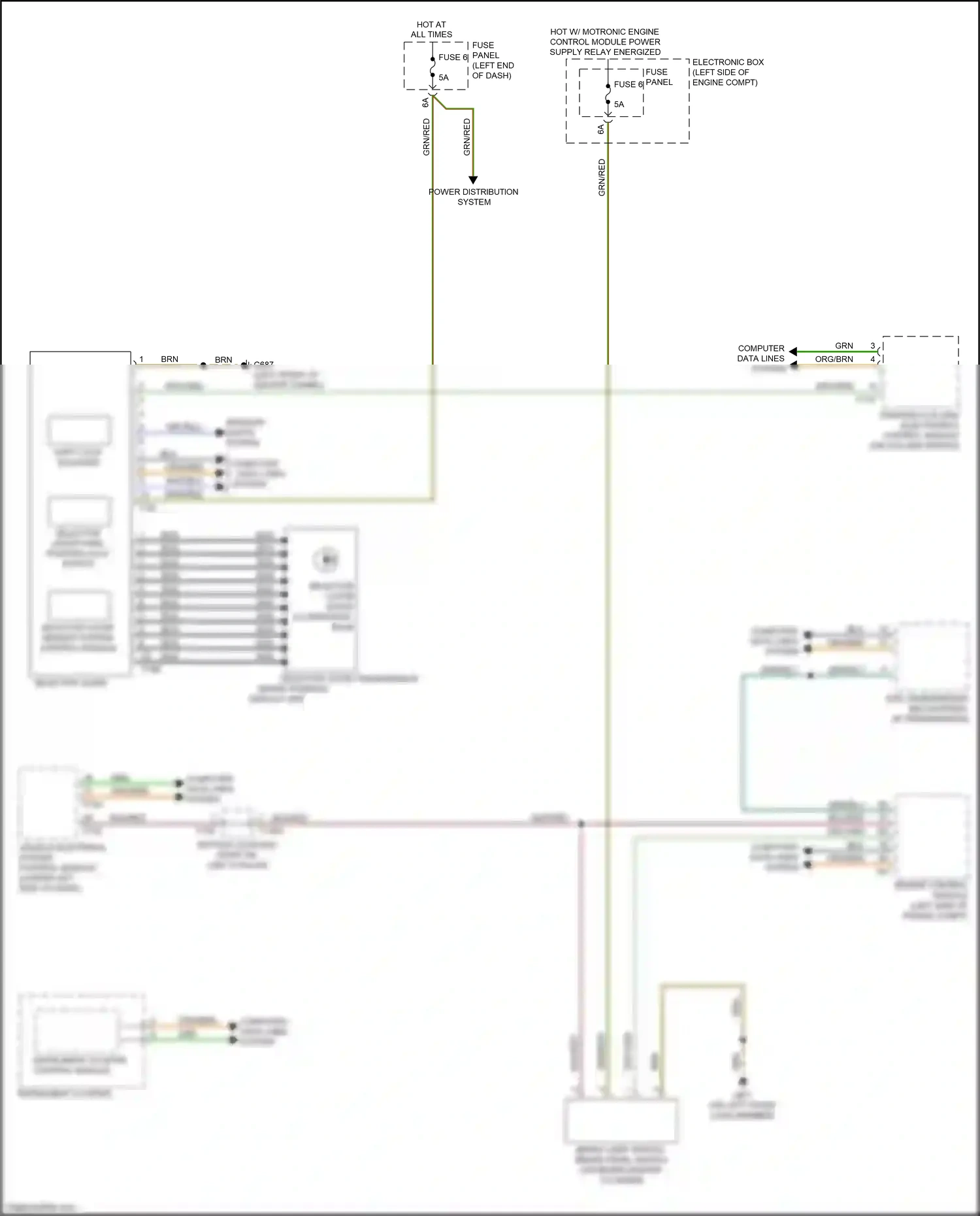 Wiring diagram hot w/ motronic engine control module power supply relay energized for Audi TTS 8S (2014-2018) (7 of 7)