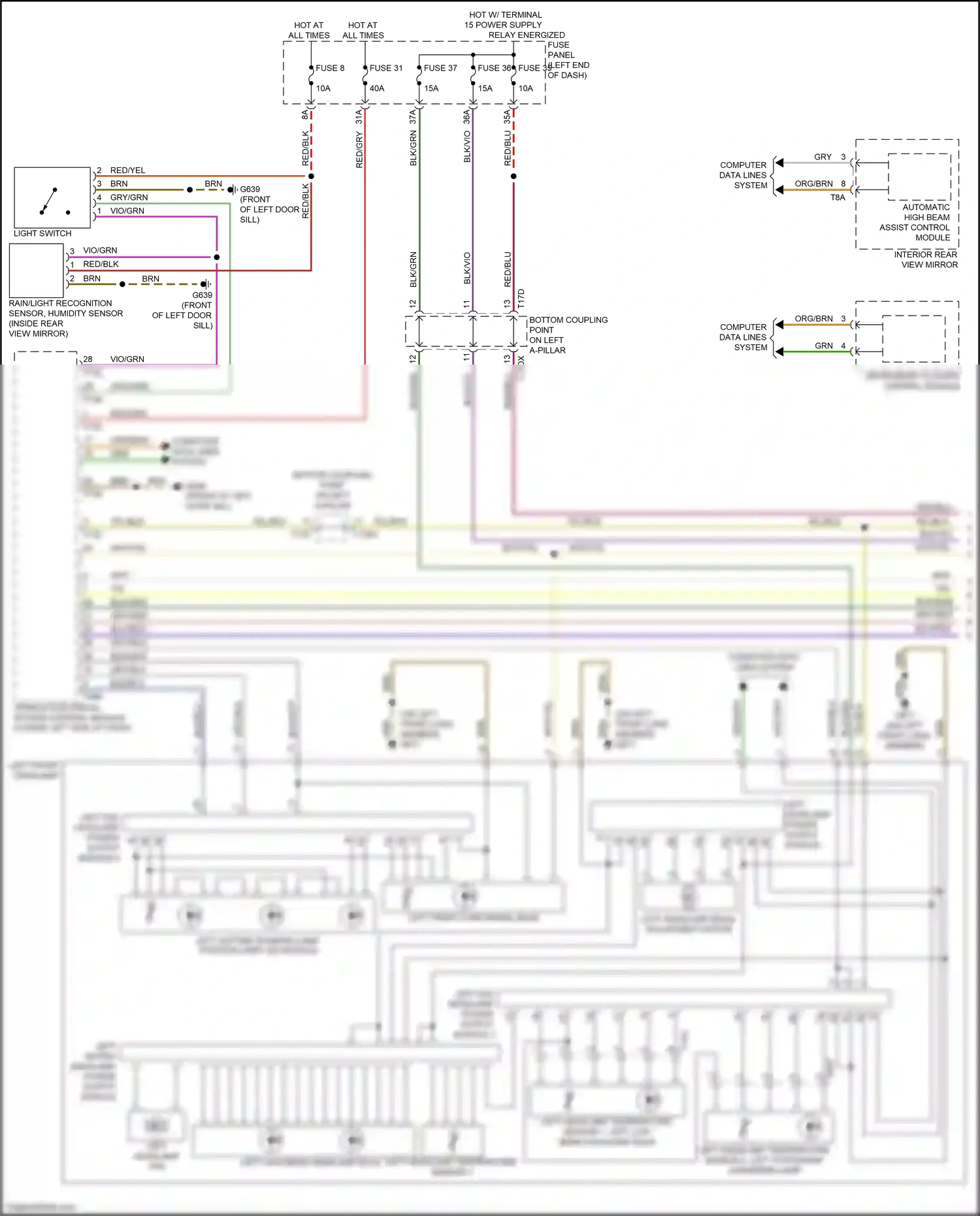 Wiring diagram interior rear view mirror for Audi TTS 8S (2014-2018) (5 of 8)
