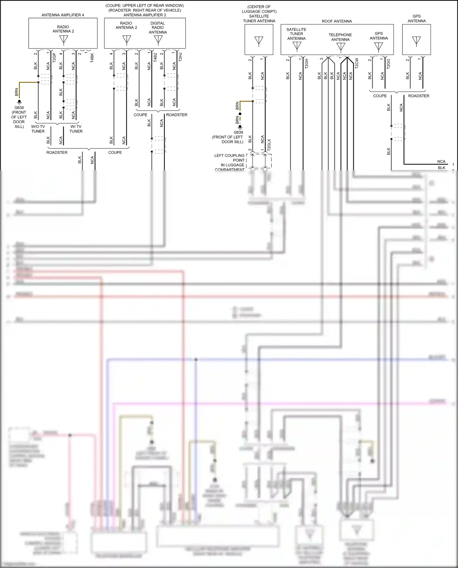 Wiring diagram left coupling point in luggage compartment for Audi TTS 8S (2014-2018) (8 of 15)