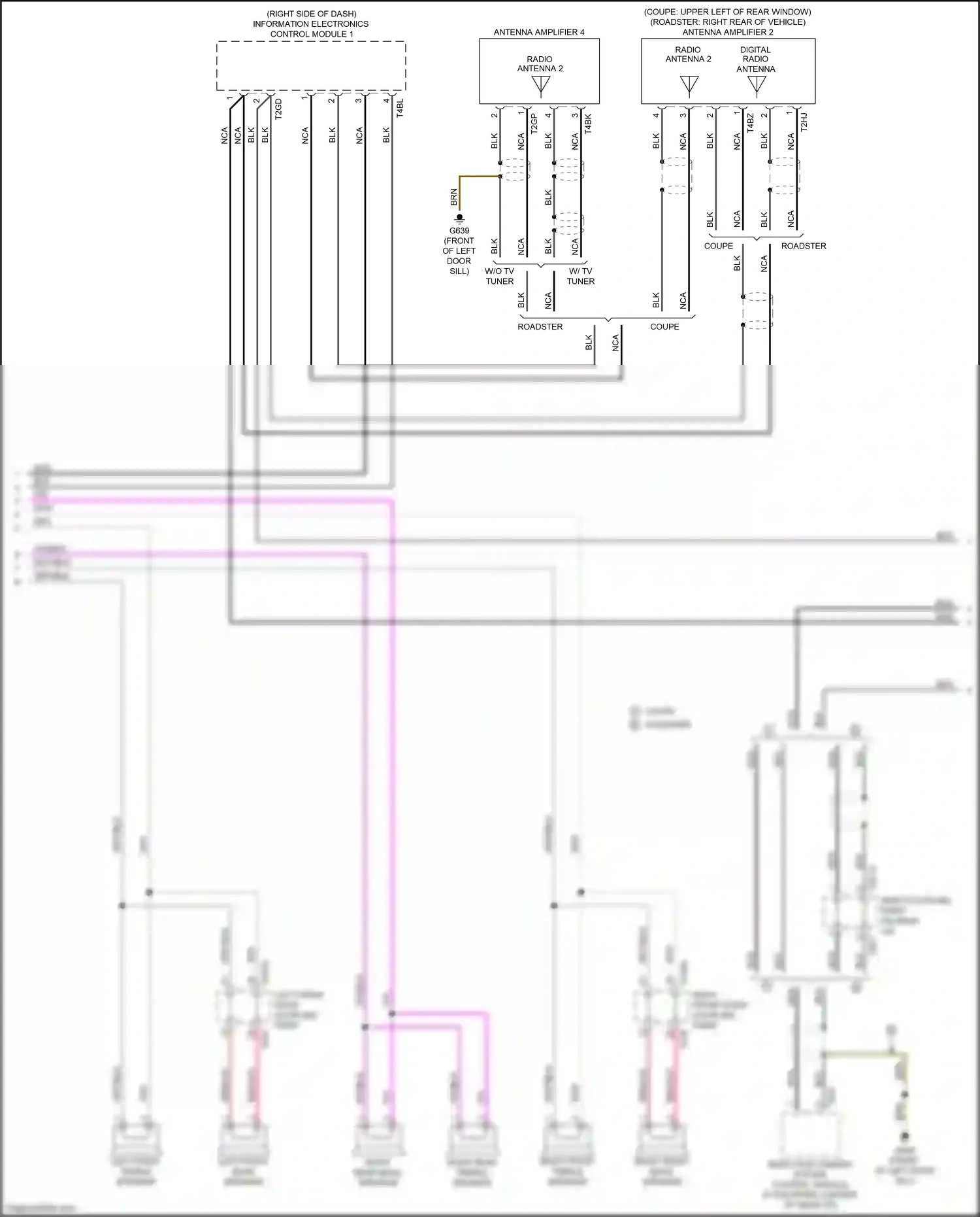 Wiring diagram left front door coupling point for Audi TTS 8S (2014-2018) (10 of 14)