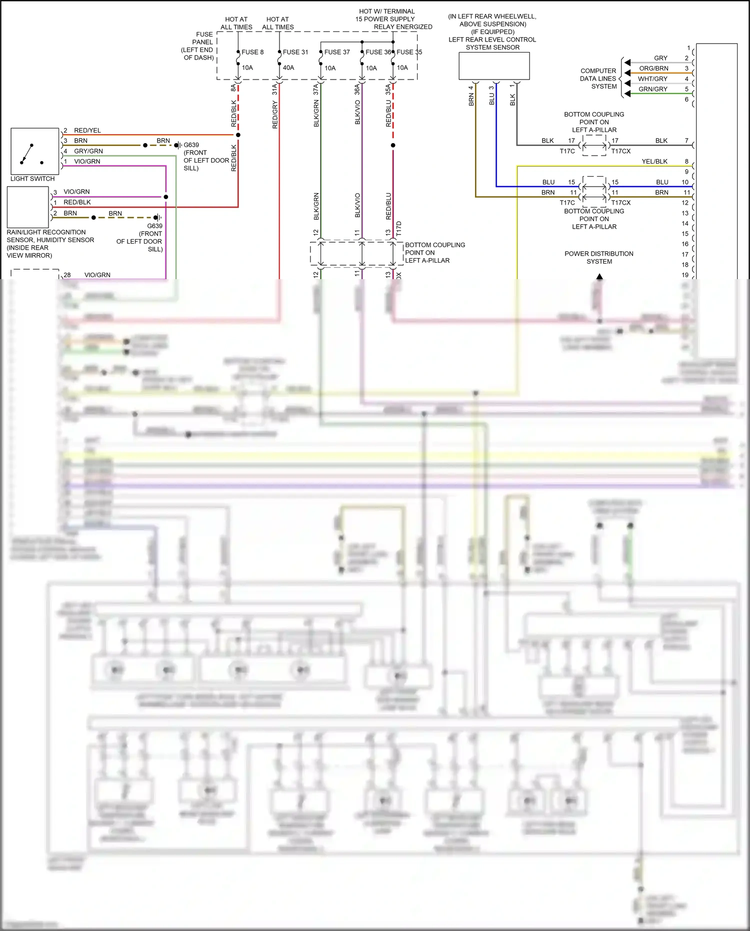Wiring diagram rain/light recognition sensor, humidity sensor for Audi TTS 8S (2014-2018) (3 of 5)