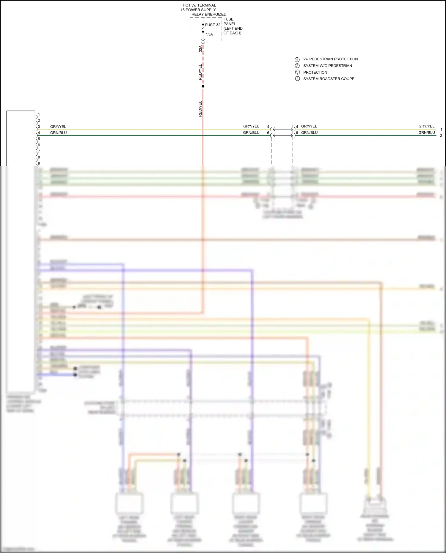 Wiring diagram right rear parking aid sensor for Audi TTS 8S (2014-2018) (1 of 2)