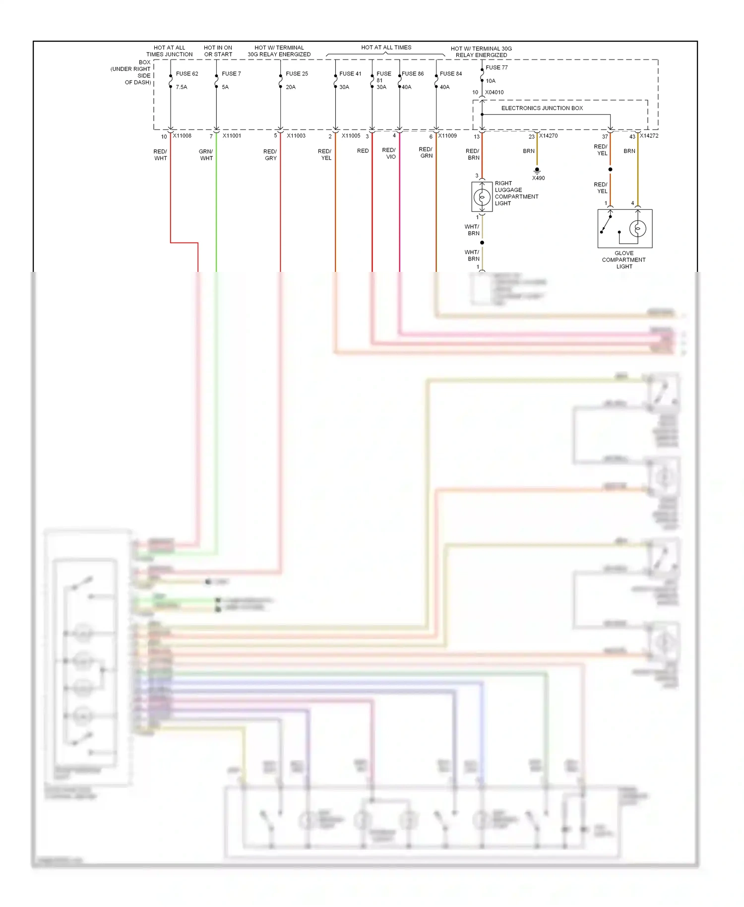 Wiring diagram interior lights for BMW 1 series E81/E82/E87/E88 facelift 2 (2011-2014) (2 of 2)