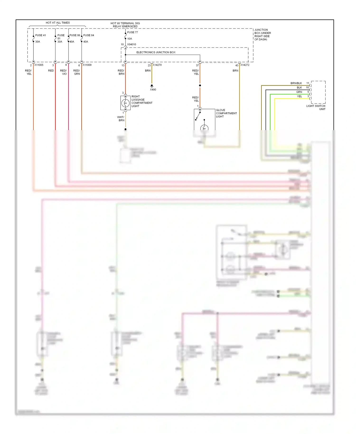 Wiring diagram rear interior light for BMW 1 series E81/E82/E87/E88 facelift 2 (2011-2014) (1 of 2)