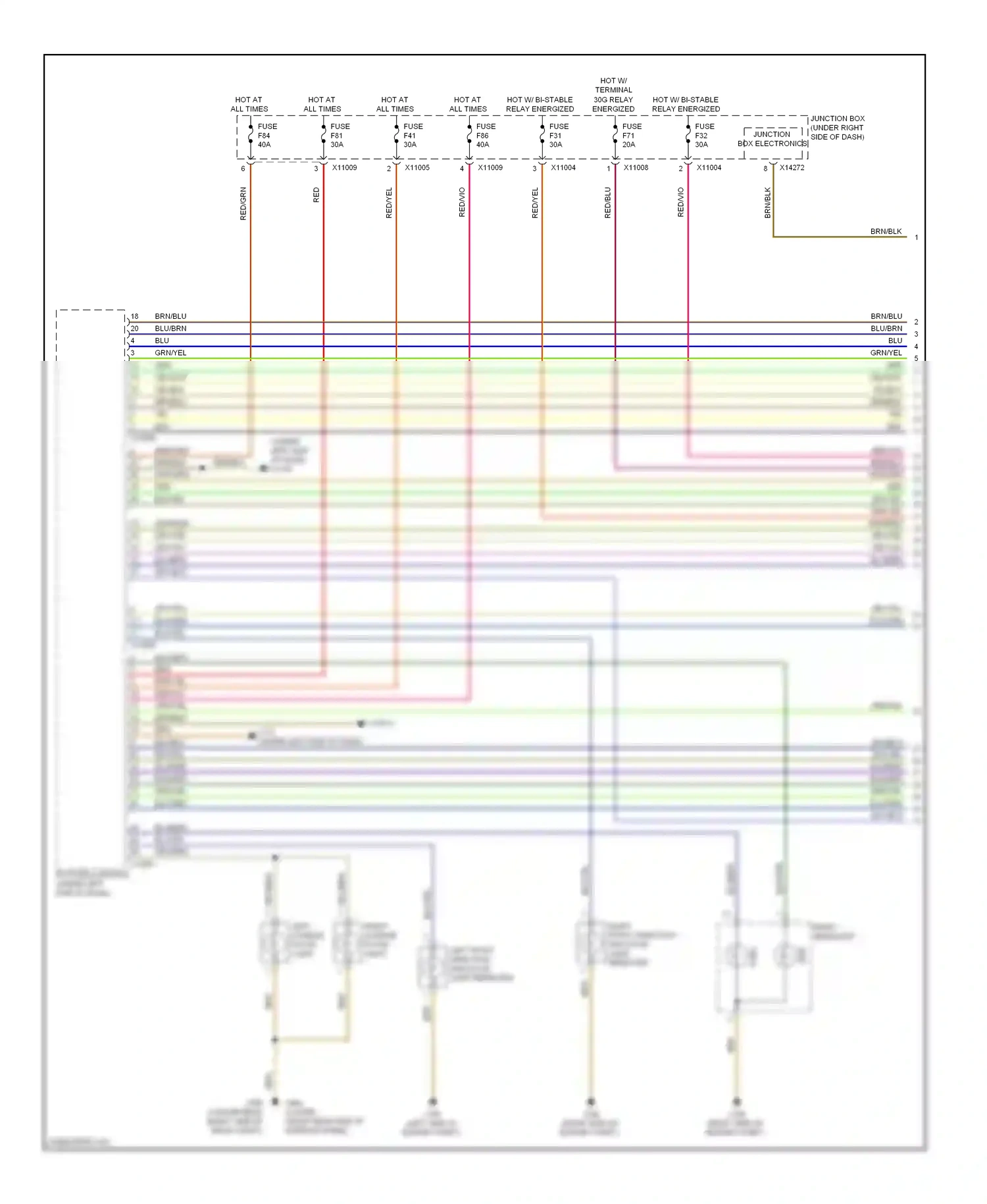 BMW 1 series E81/E82/E87/E88 facelift 2 (2011-2014) side wiring diagram  (1 of 2)