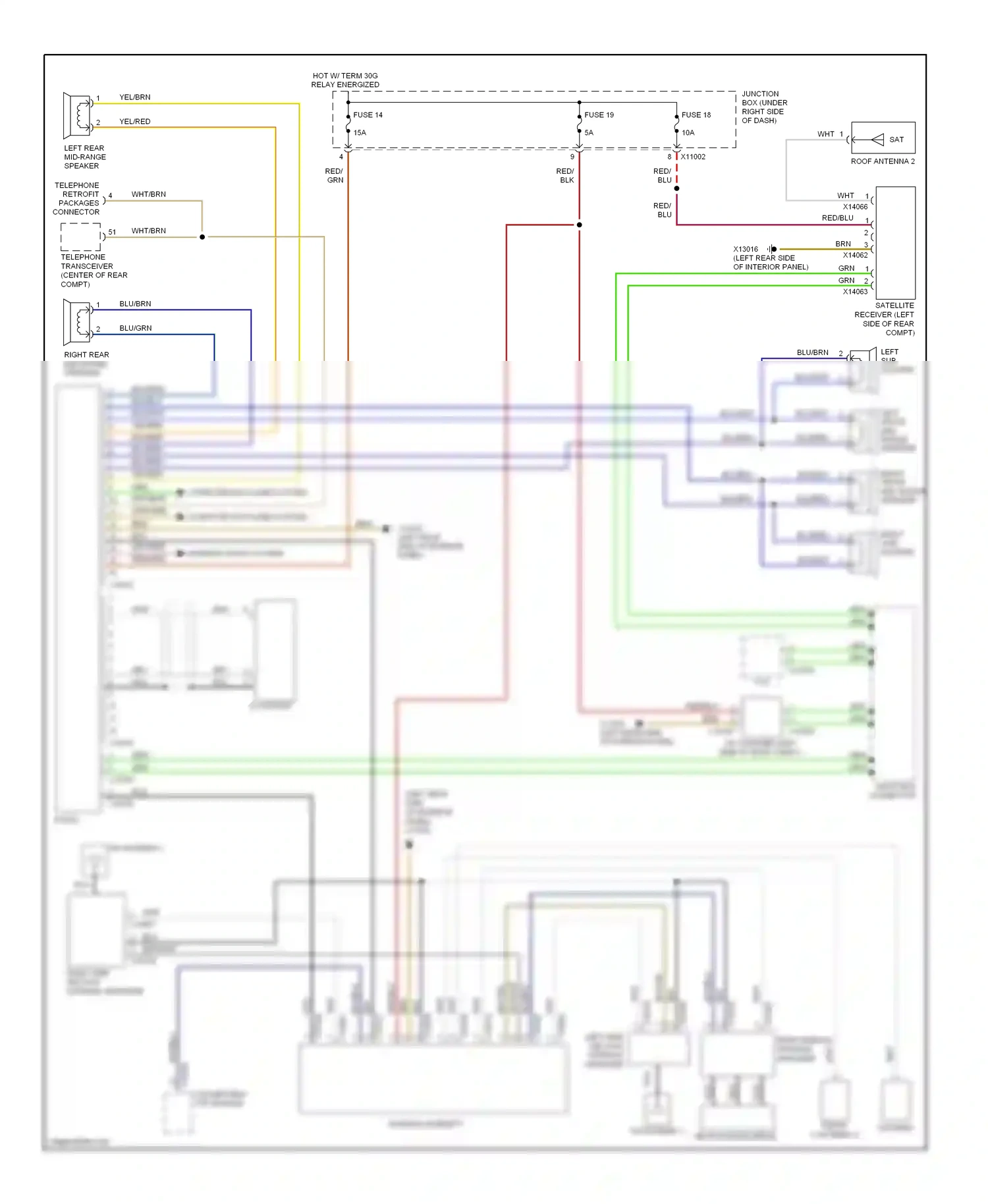 Wiring diagram most-bus connector for BMW 1 series E81/E82/E87/E88 facelift (2007-2011) (13 of 28)
