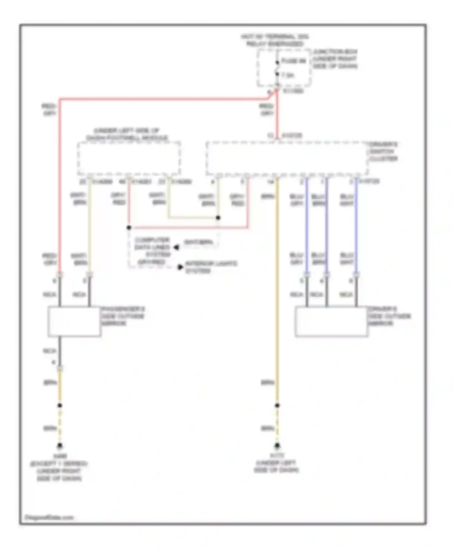 Wiring diagram driver's switch cluster for BMW 1 series E81/E82/E87/E88 facelift (2007-2011)