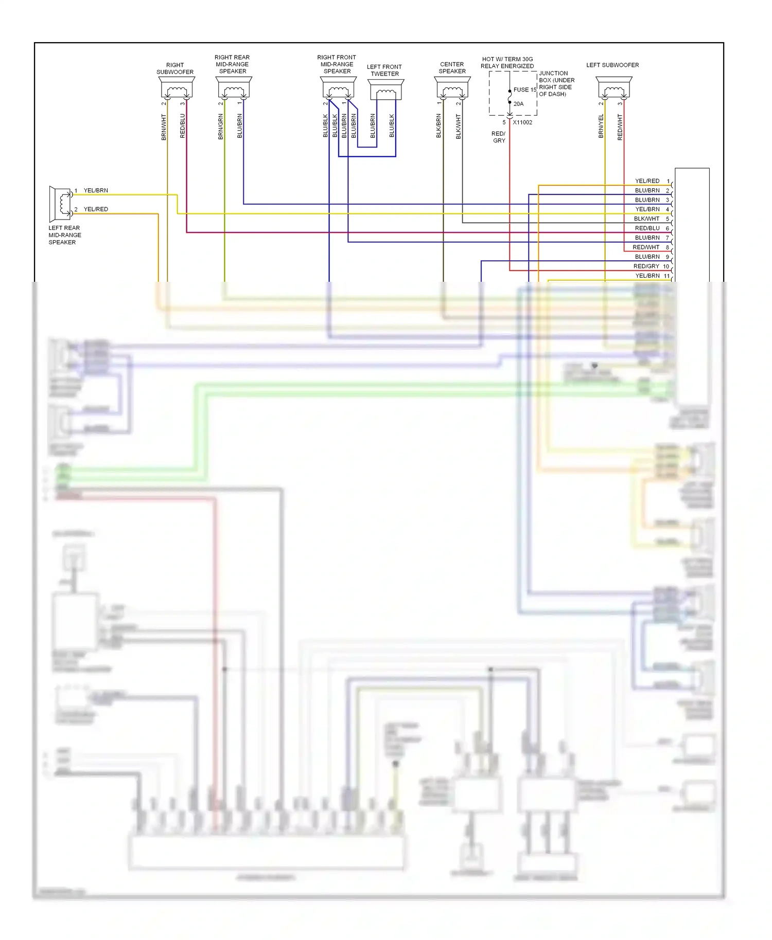 Wiring diagram right subwoofer for BMW 1 series E81/E82/E87/E88 facelift (2007-2011) (4 of 18)