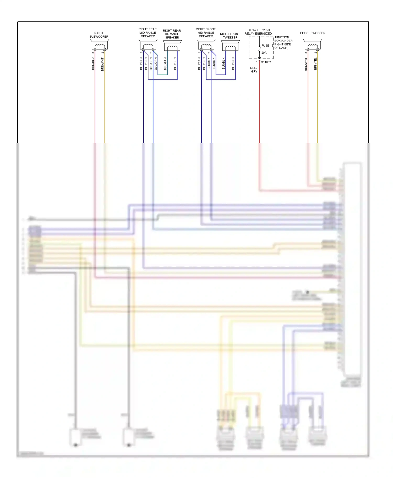 Wiring diagram right subwoofer for BMW 1 series E81/E82/E87/E88 facelift (2007-2011) (7 of 18)