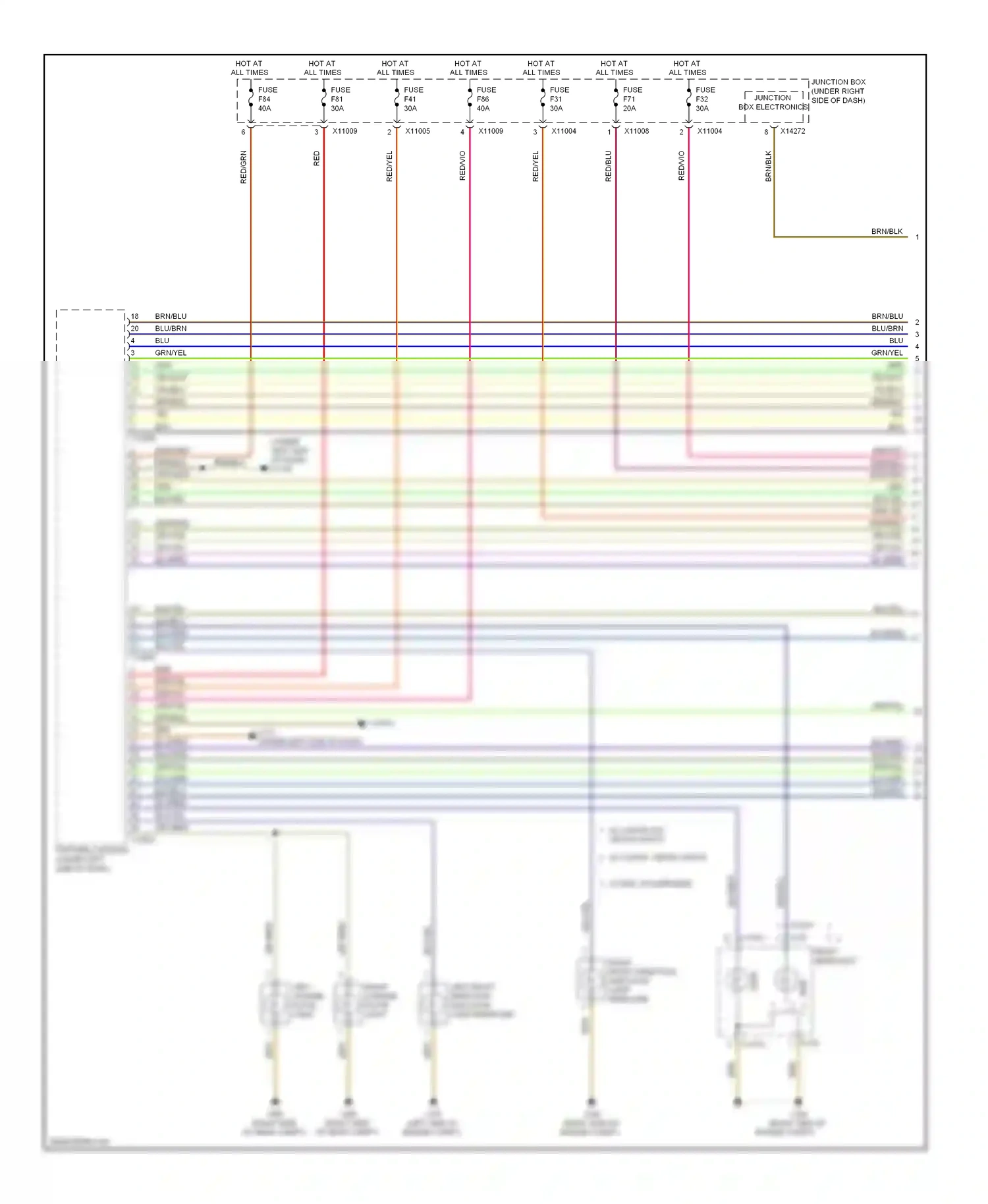 BMW 1 series E81/E82/E87/E88 facelift (2007-2011) side wiring diagram  (1 of 2)