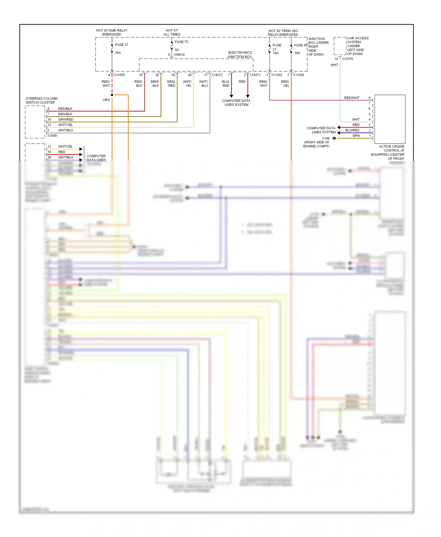 BMW 1 series E81/E82/E87/E88 facelift (2007-2011) (under computer data left side lines system of dash) wiring diagram  (1 of 1)