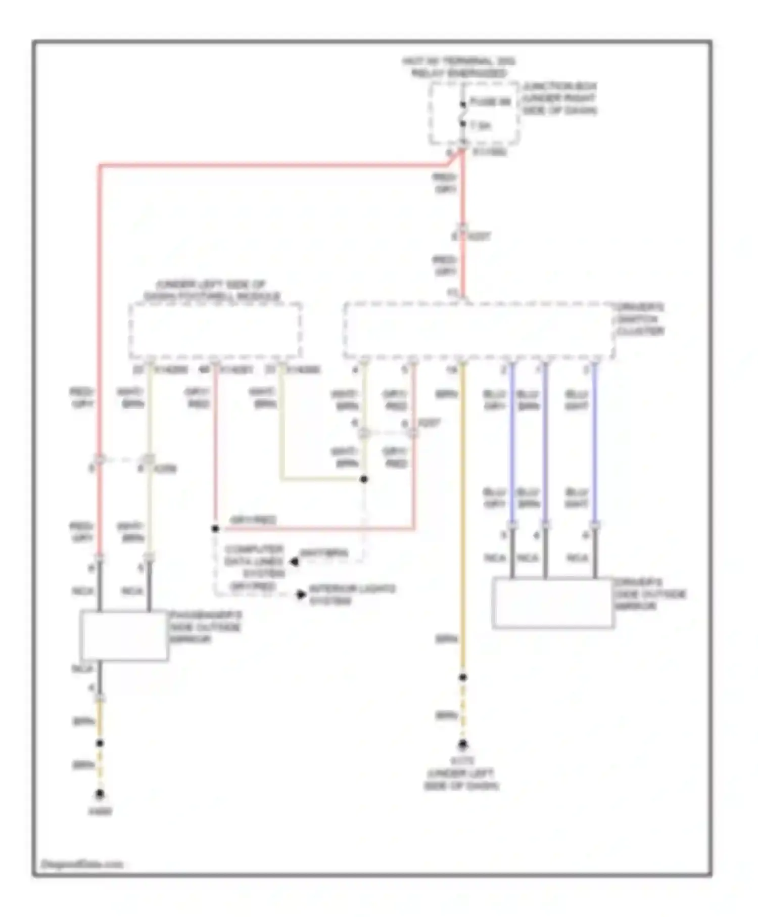 1 series BMW F20/F21 (2011-2015): Memory mirrors circuit, without heated mirrors