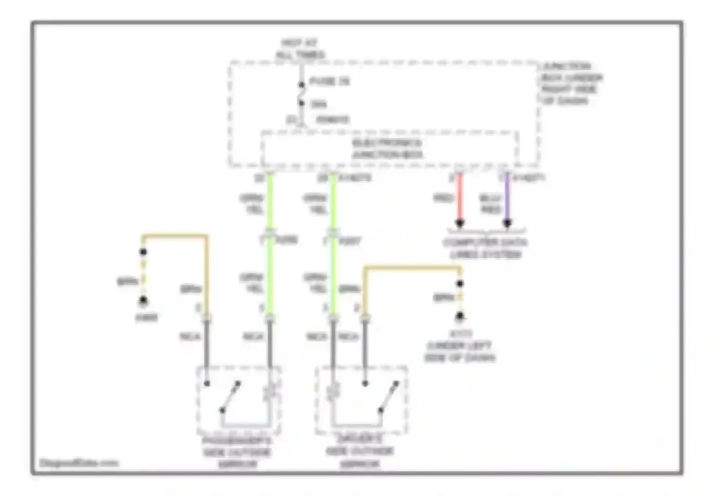 Wiring diagram passenger's side outside mirror for BMW 1 series F20/F21 (2011-2015)