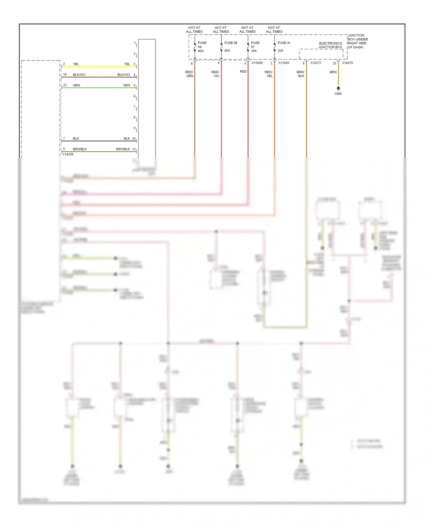 Wiring diagram interior panel) for BMW 1 series F20/F21 (2011-2015) (2 of 3)