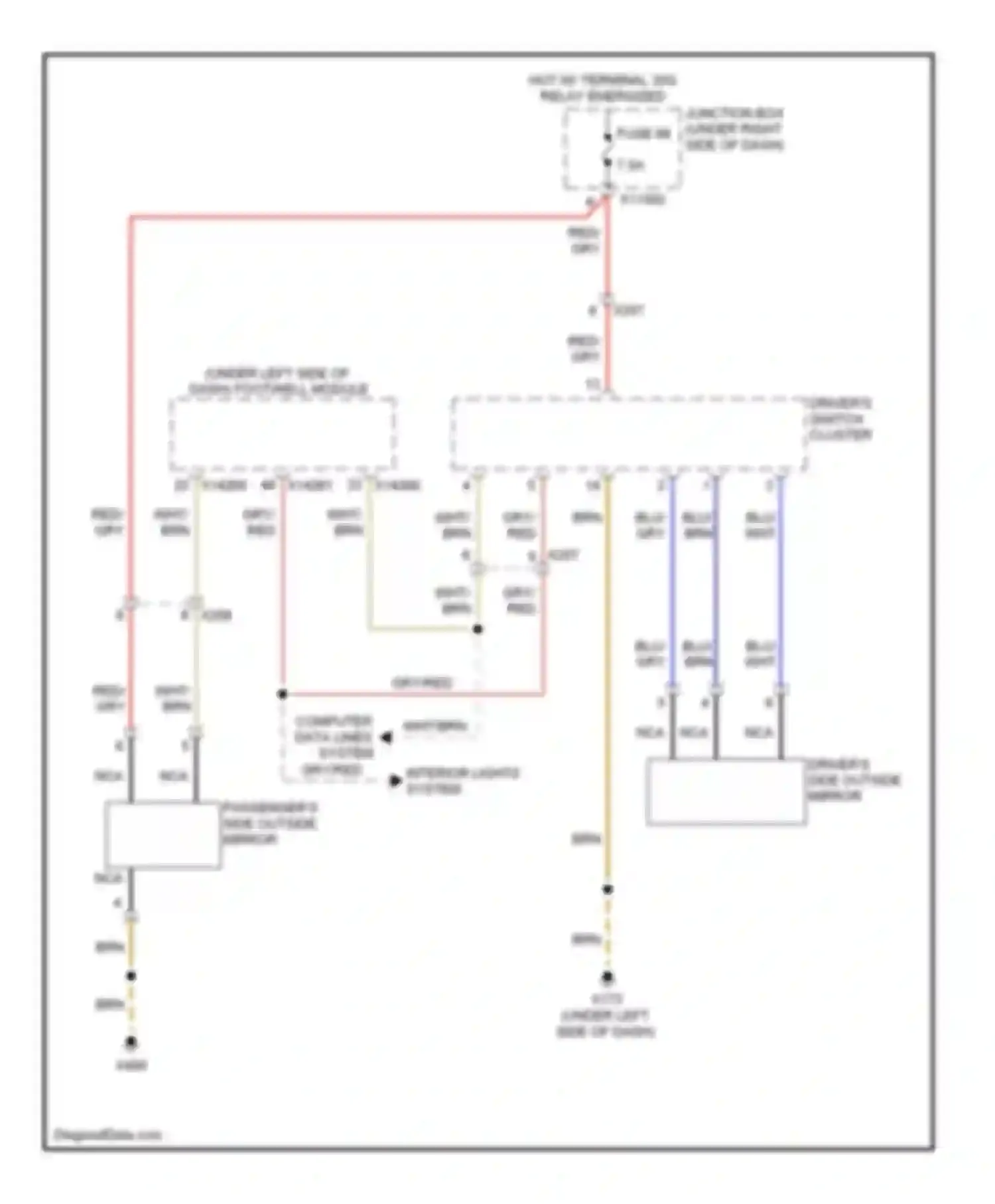 Wiring diagram passenger's side outside mirror for BMW 1 series F20/F21 (2011-2015)