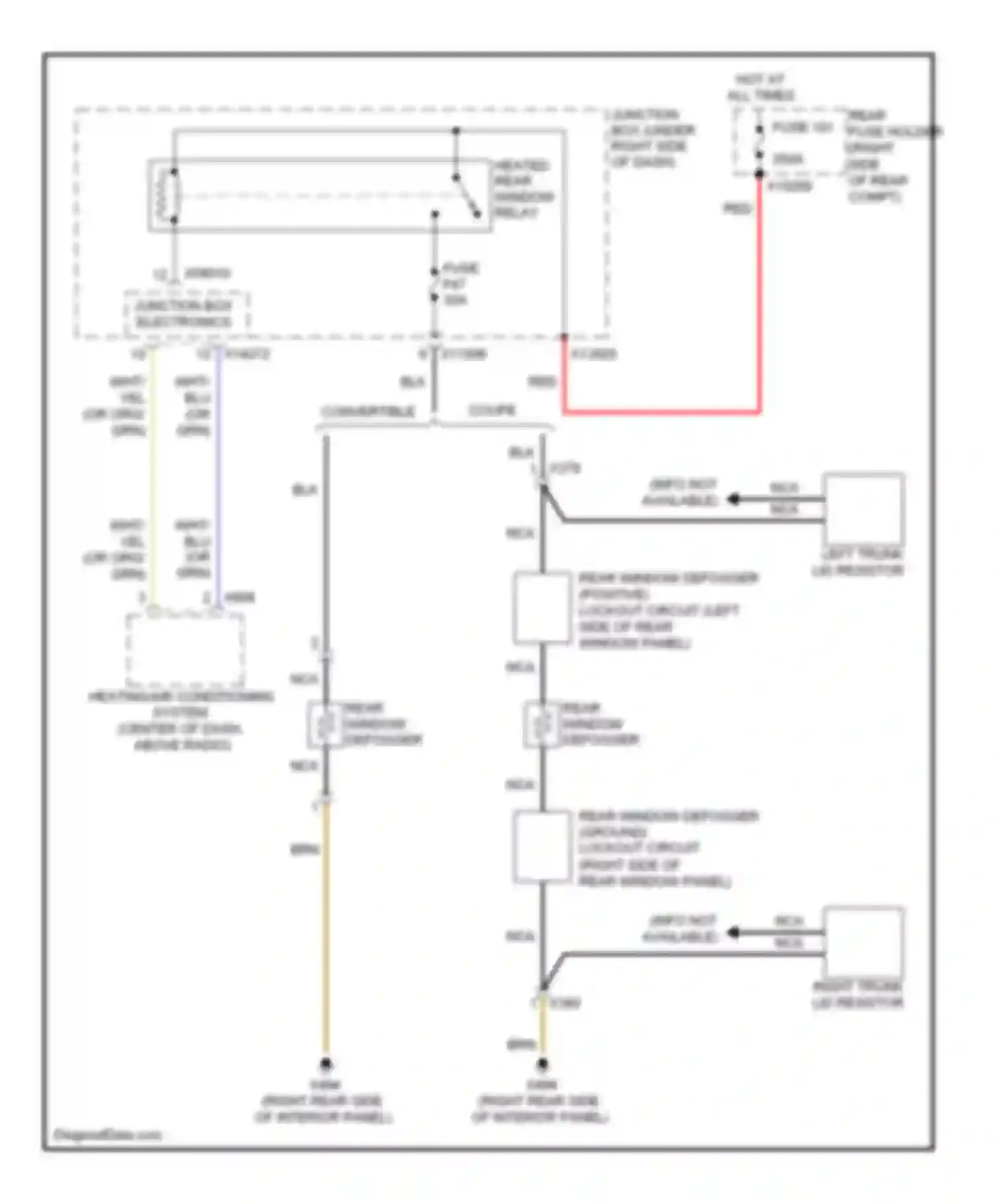 Wiring diagram right trunk lid resistor for BMW 1 series F20/F21 (2011-2015) (1 of 1)