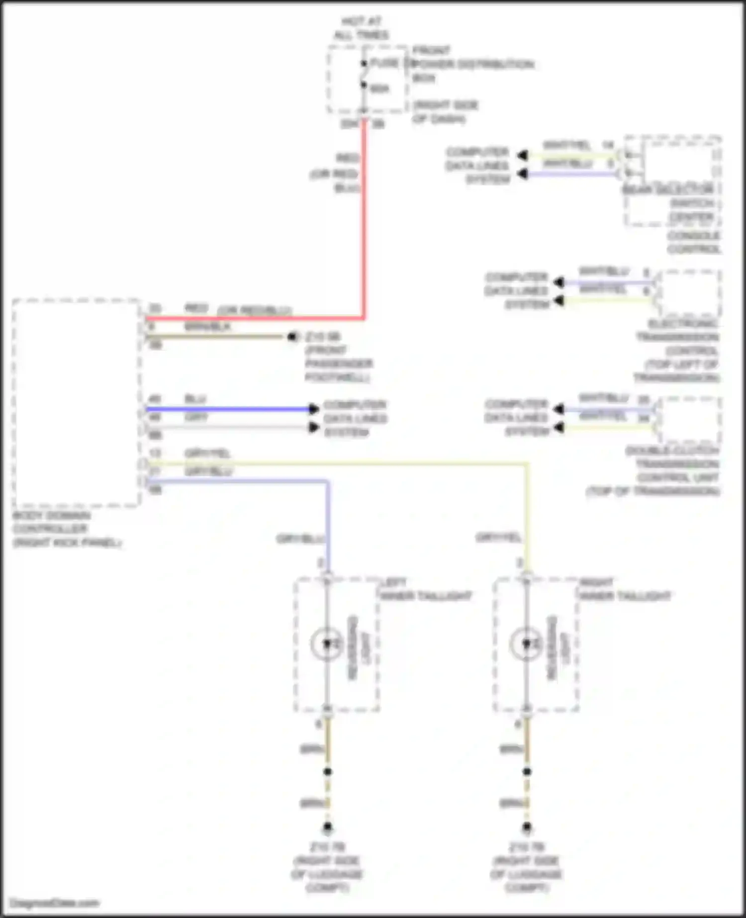 Car Wiring Diagrams for 2 series Gran Coupe BMW F44 (2019-2024): Backup lamps circuit