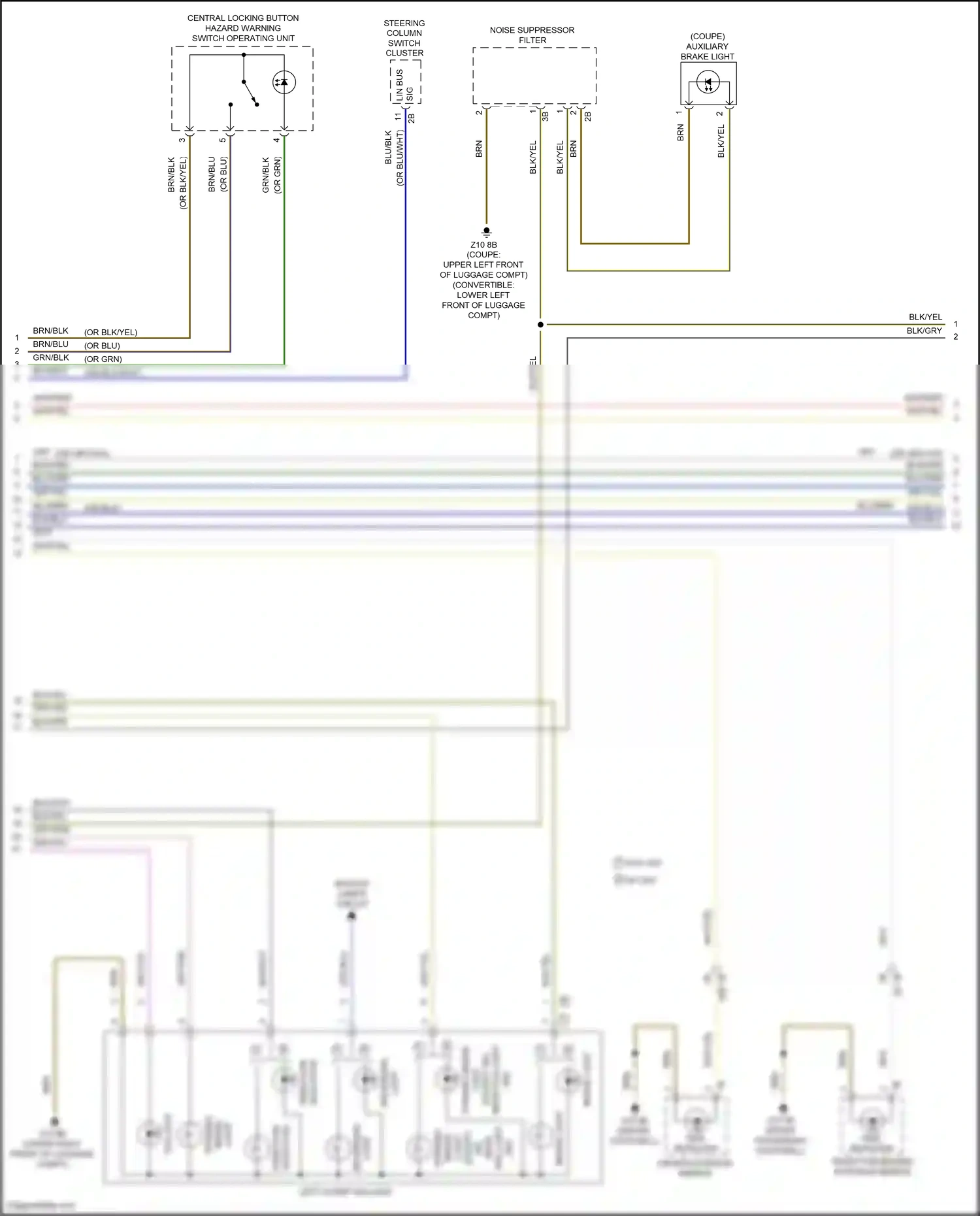 BMW 2 series F22/F23 facelift (2017-2021) central locking button hazard warning switch operating unit wiring diagram  (2 of 4)