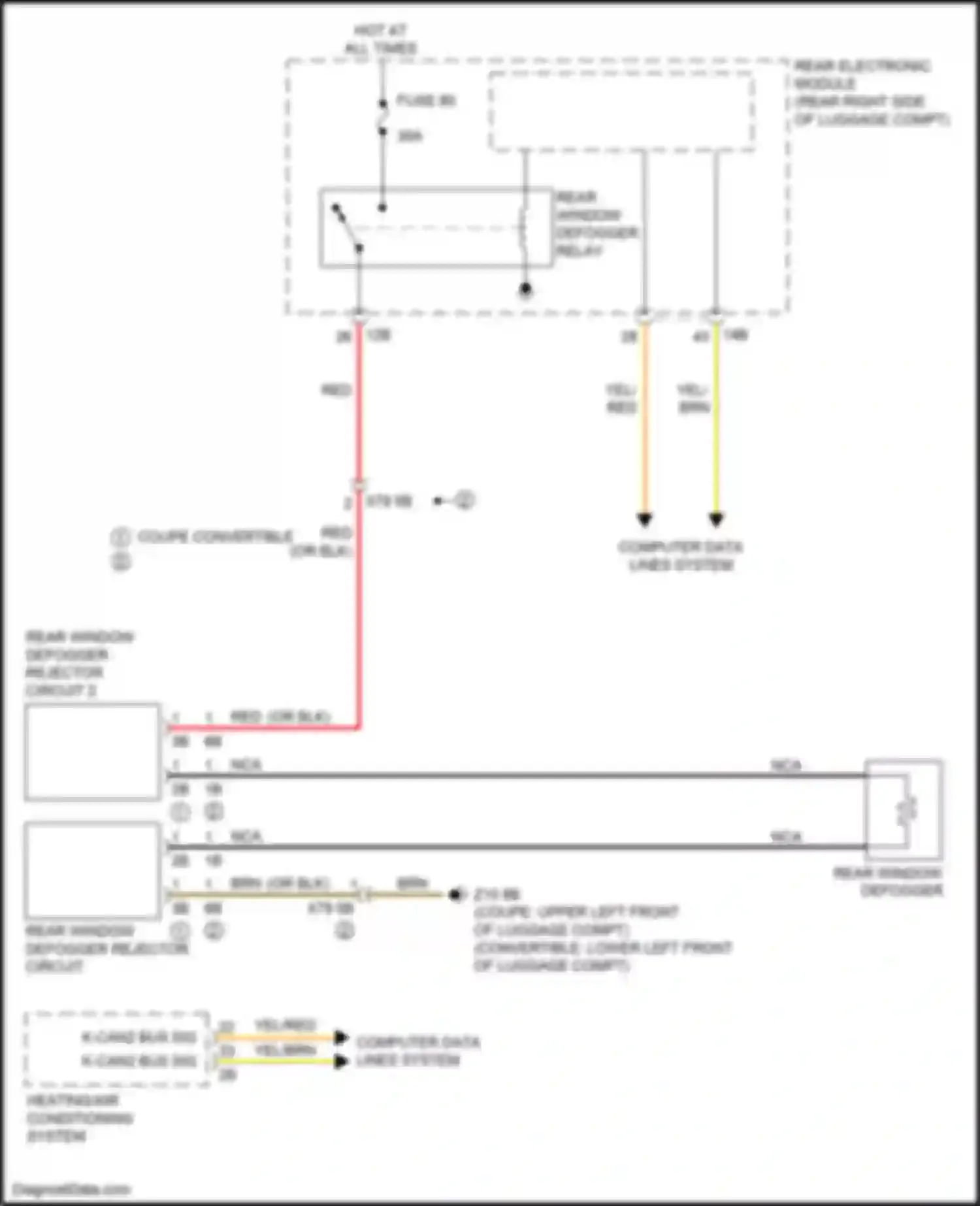 Wiring diagram rear window defogger for BMW 2 series F22/F23 facelift (2017-2021)