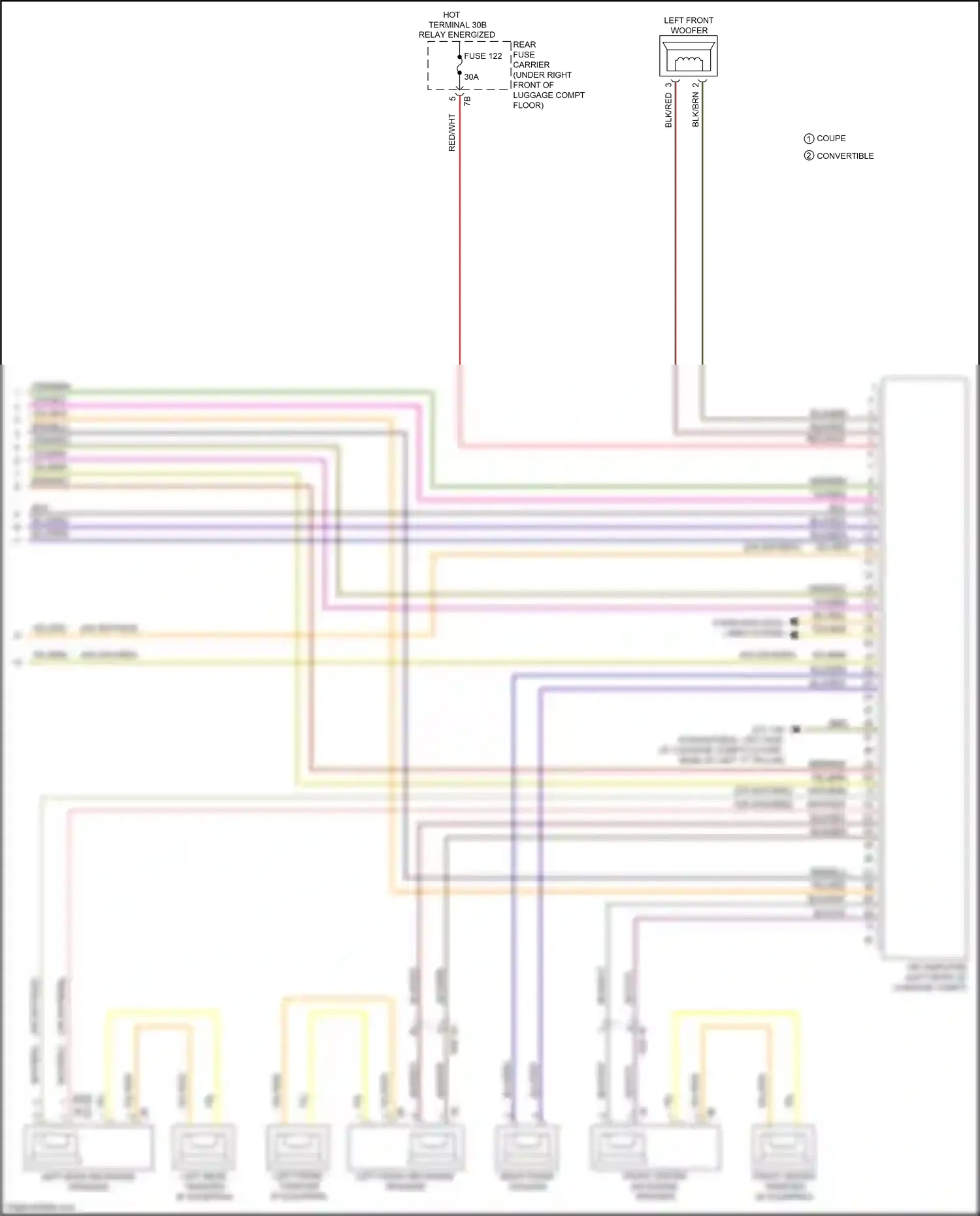 BMW 2 series F22/F23 facelift (2017-2021) left front mid-range speaker wiring diagram  (3 of 8)
