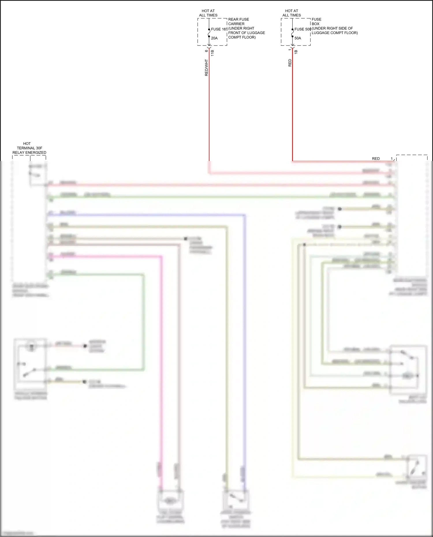 BMW 2 series F22/F23 facelift (2017-2021) outer tailgate button wiring diagram  (3 of 3)
