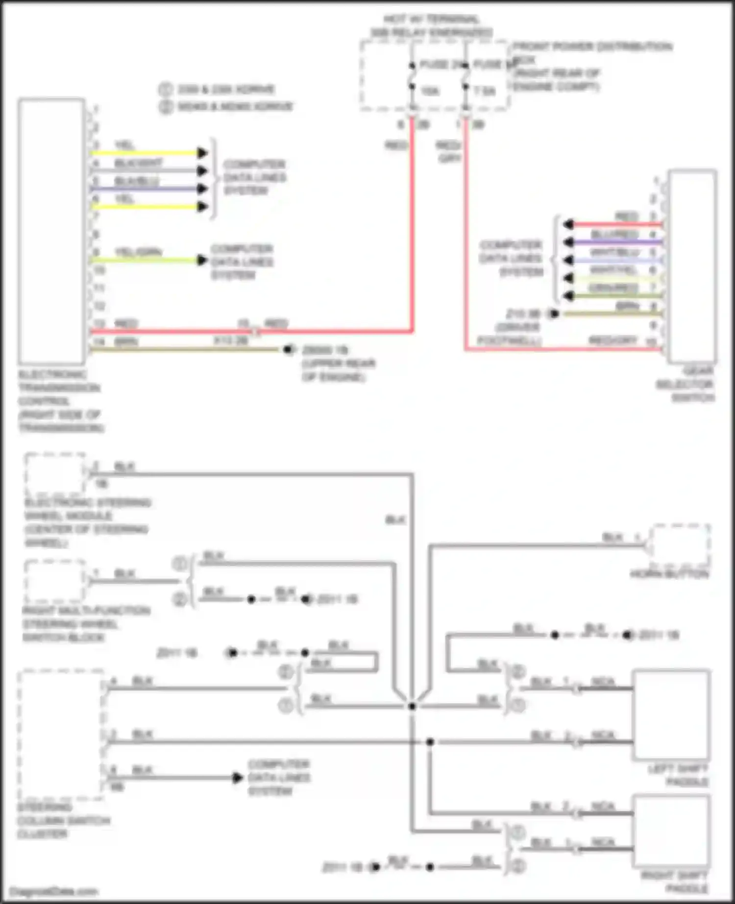 Wiring diagram (right side of transmission for BMW 2 series F22/F23 facelift (2017-2021) (1 of 5)