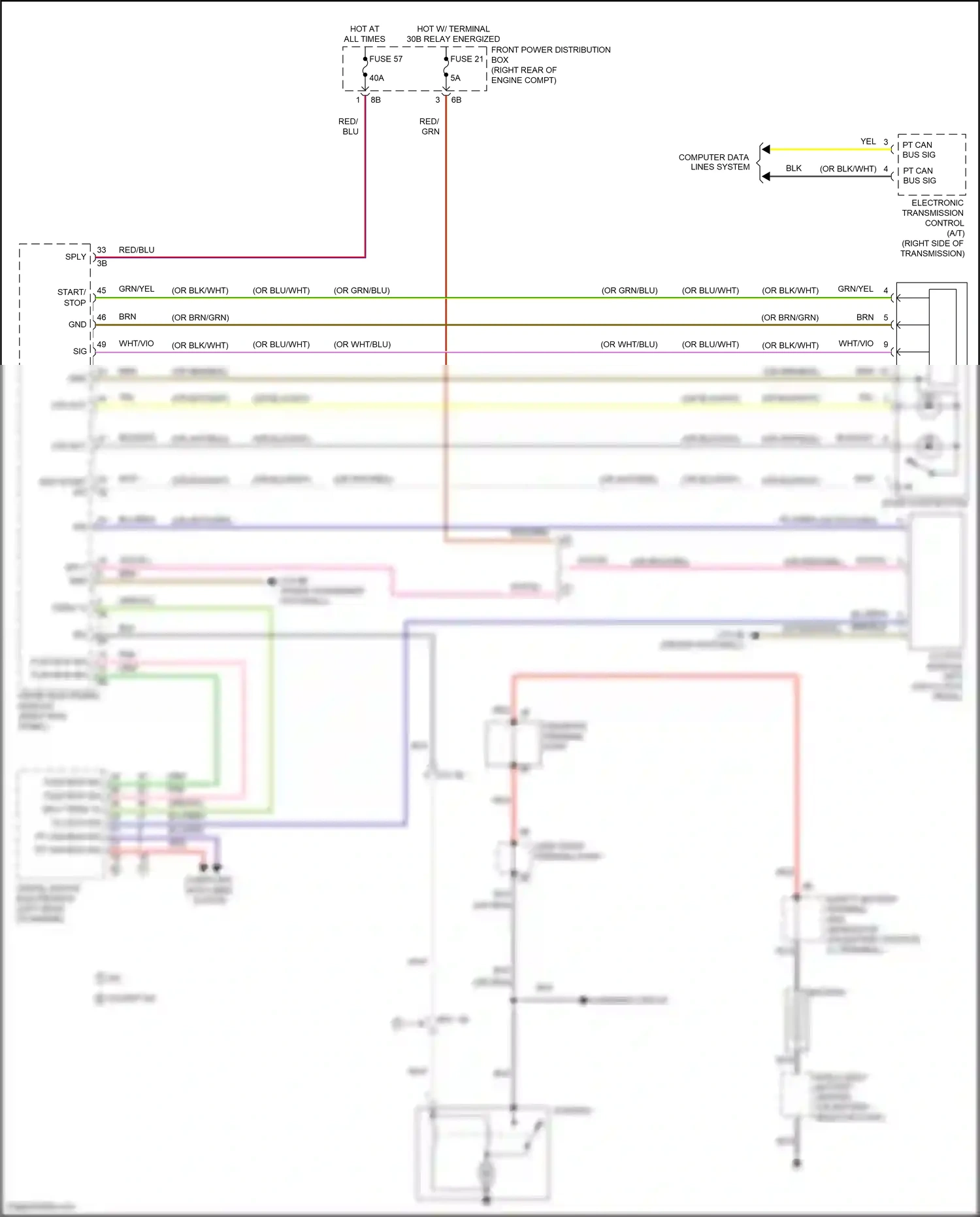 BMW 2 series F22/F23 facelift (2017-2021) start-stop button wiring diagram  (3 of 3)
