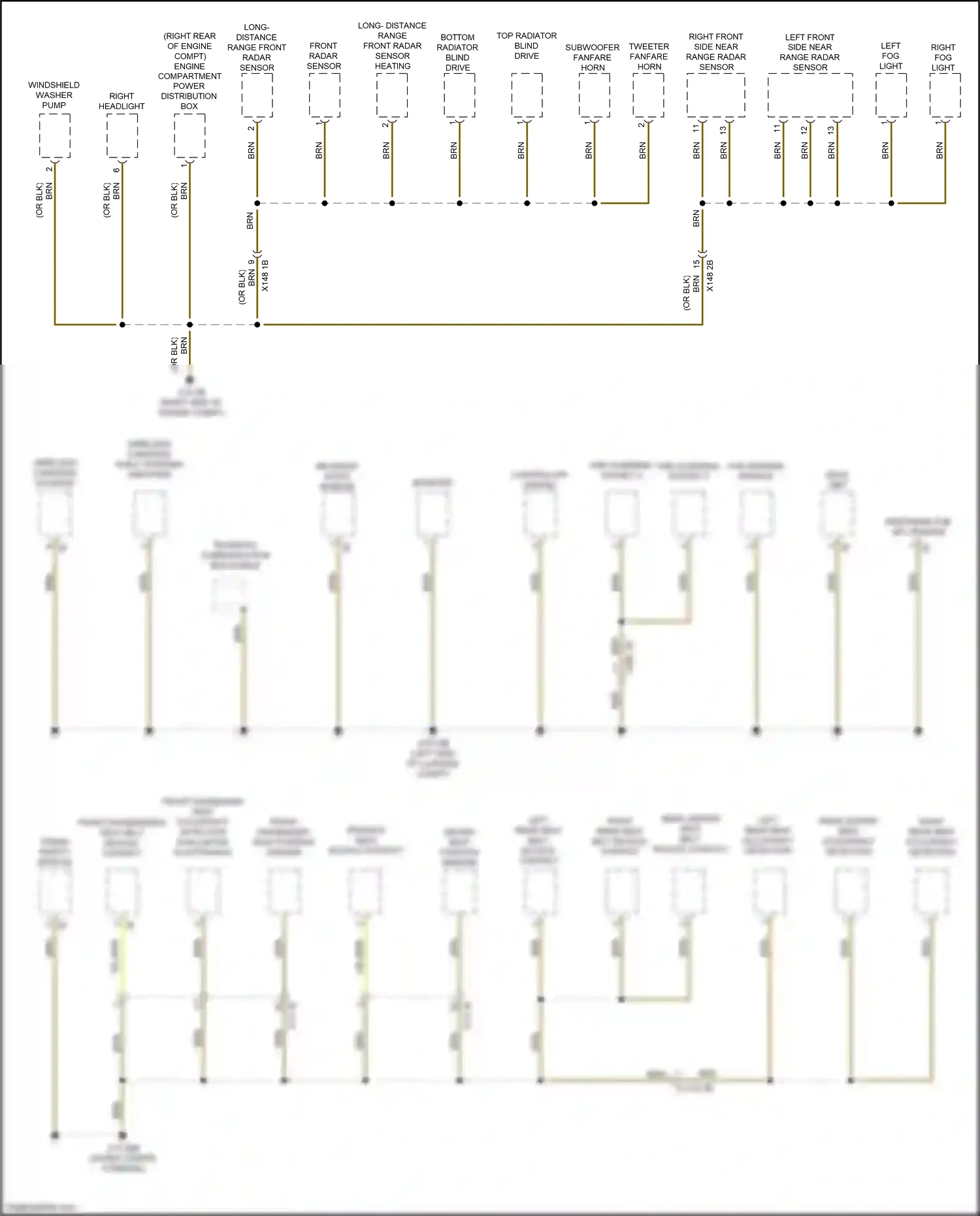 Wiring diagram front radar sensor for BMW 2 series G42 (2021-2024) (2 of 3)