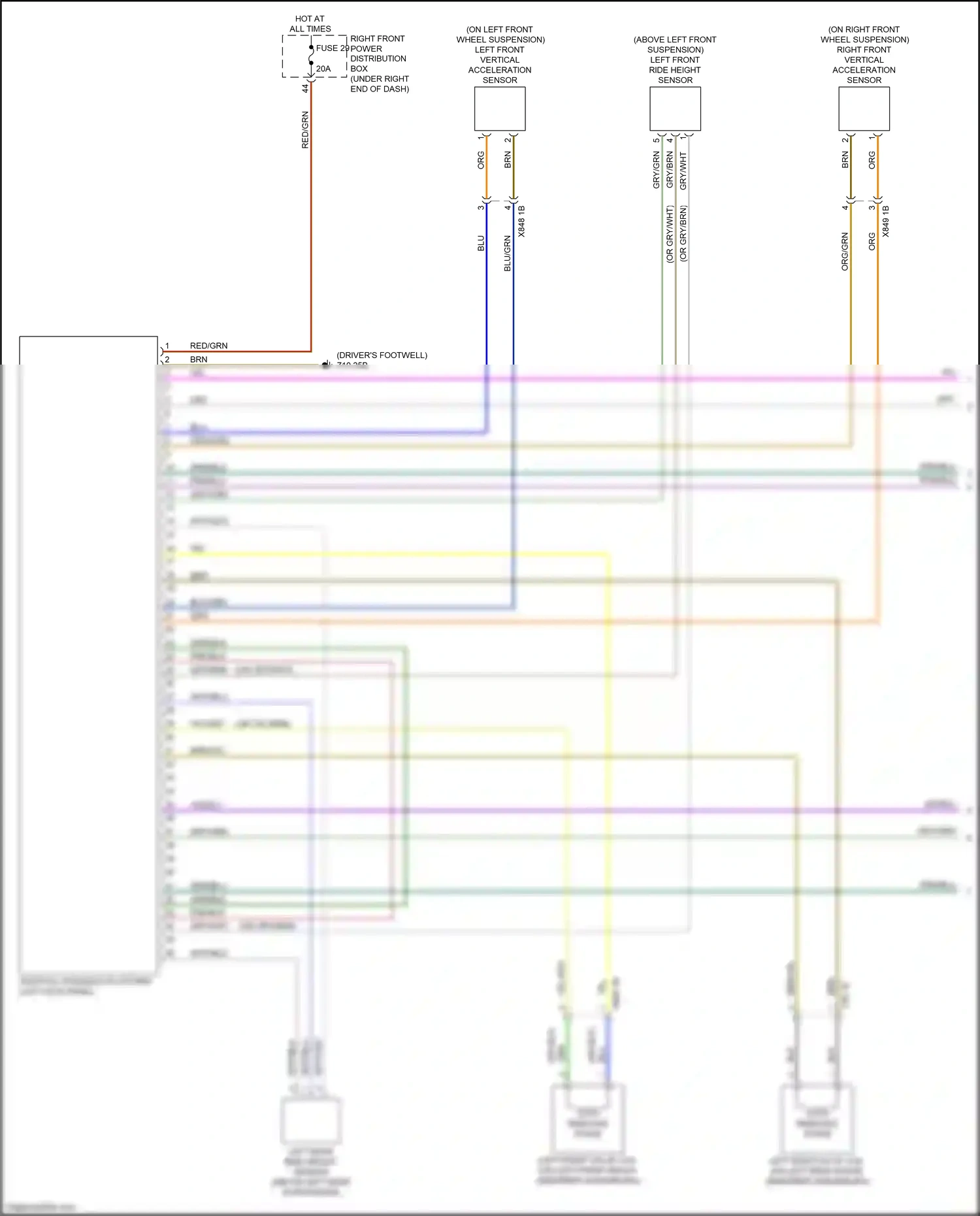 Wiring diagram left front ride height sensor for BMW 2 series G42 (2021-2024) (1 of 2)