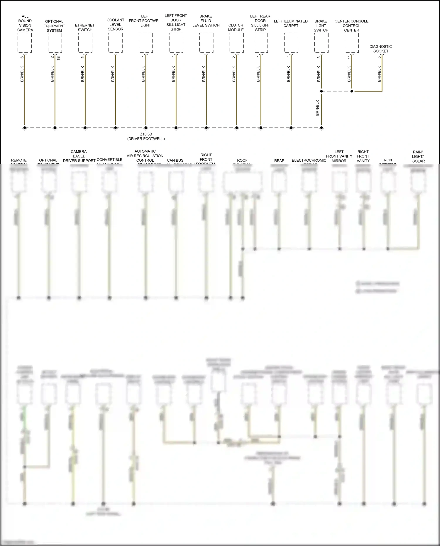 Wiring diagram left front vanity mirror switch for BMW 2 series G42 (2021-2024) (2 of 2)