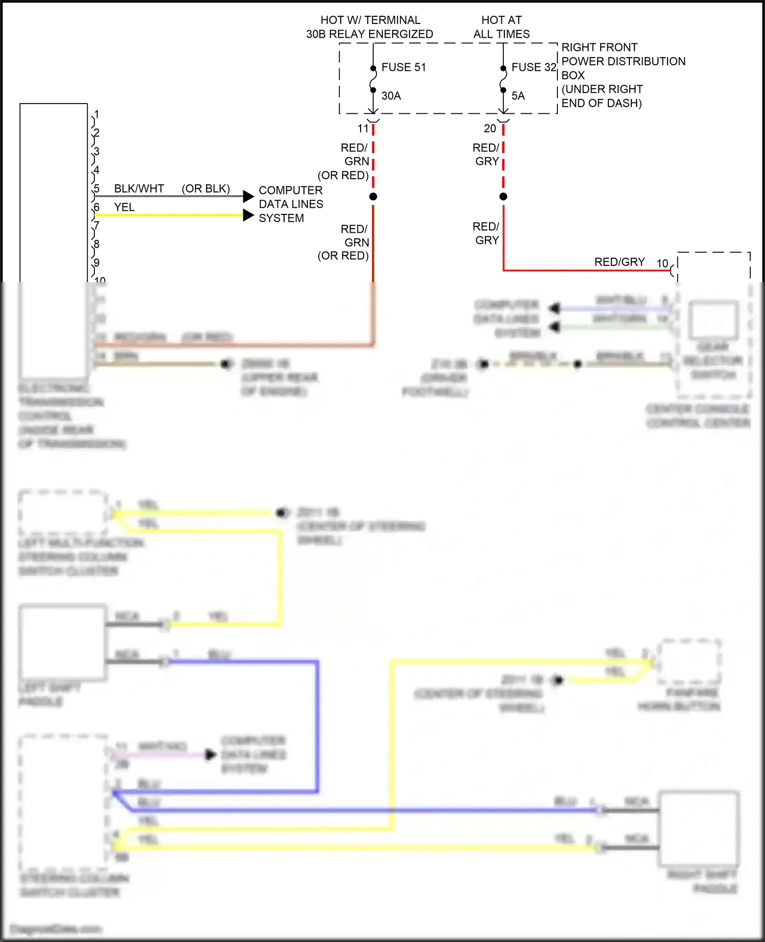 Wiring diagram left shift paddle for BMW 2 series G42 (2021-2024) (1 of 2)
