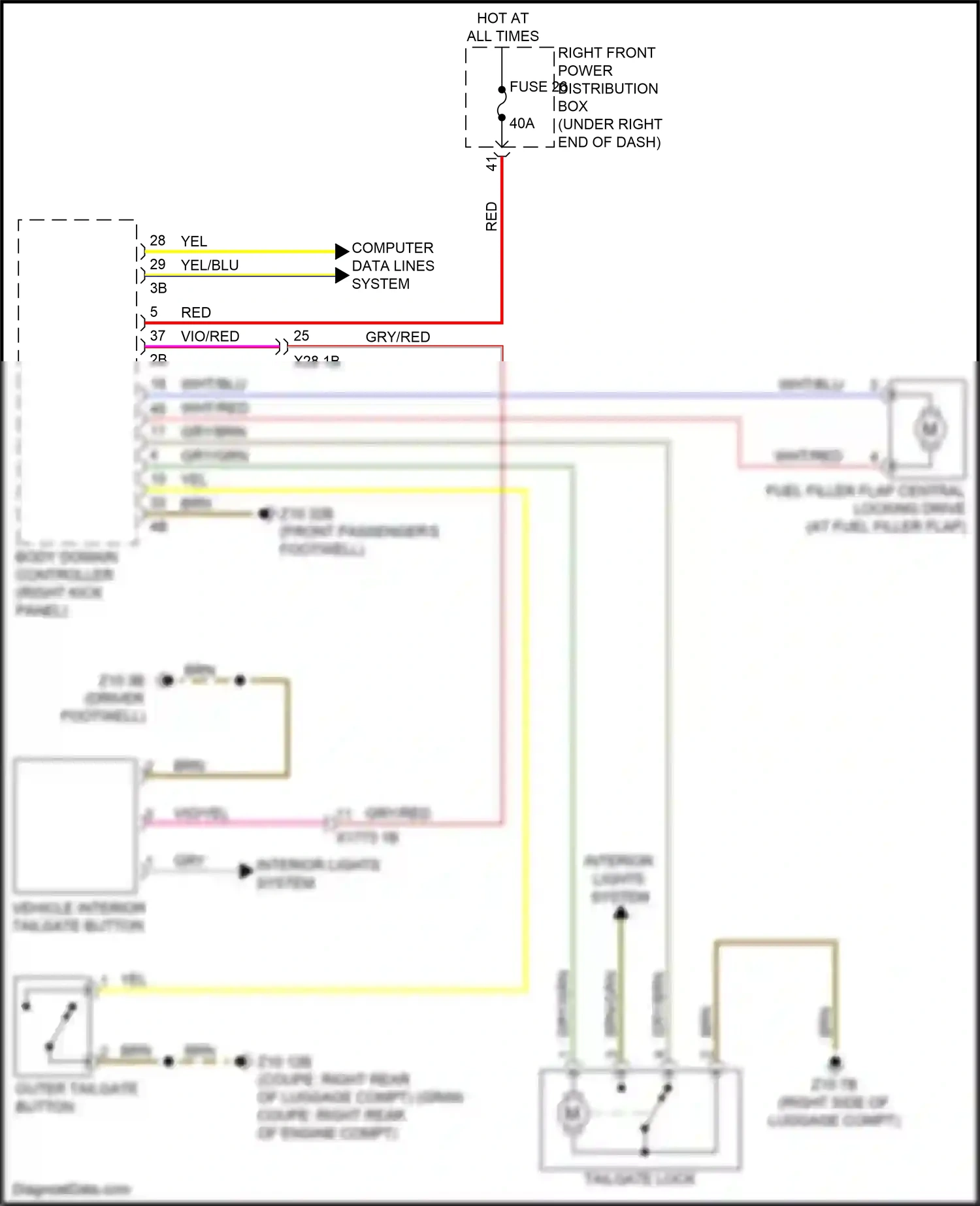 Wiring diagram outer tailgate button for BMW 2 series G42 (2021-2024) (2 of 2)